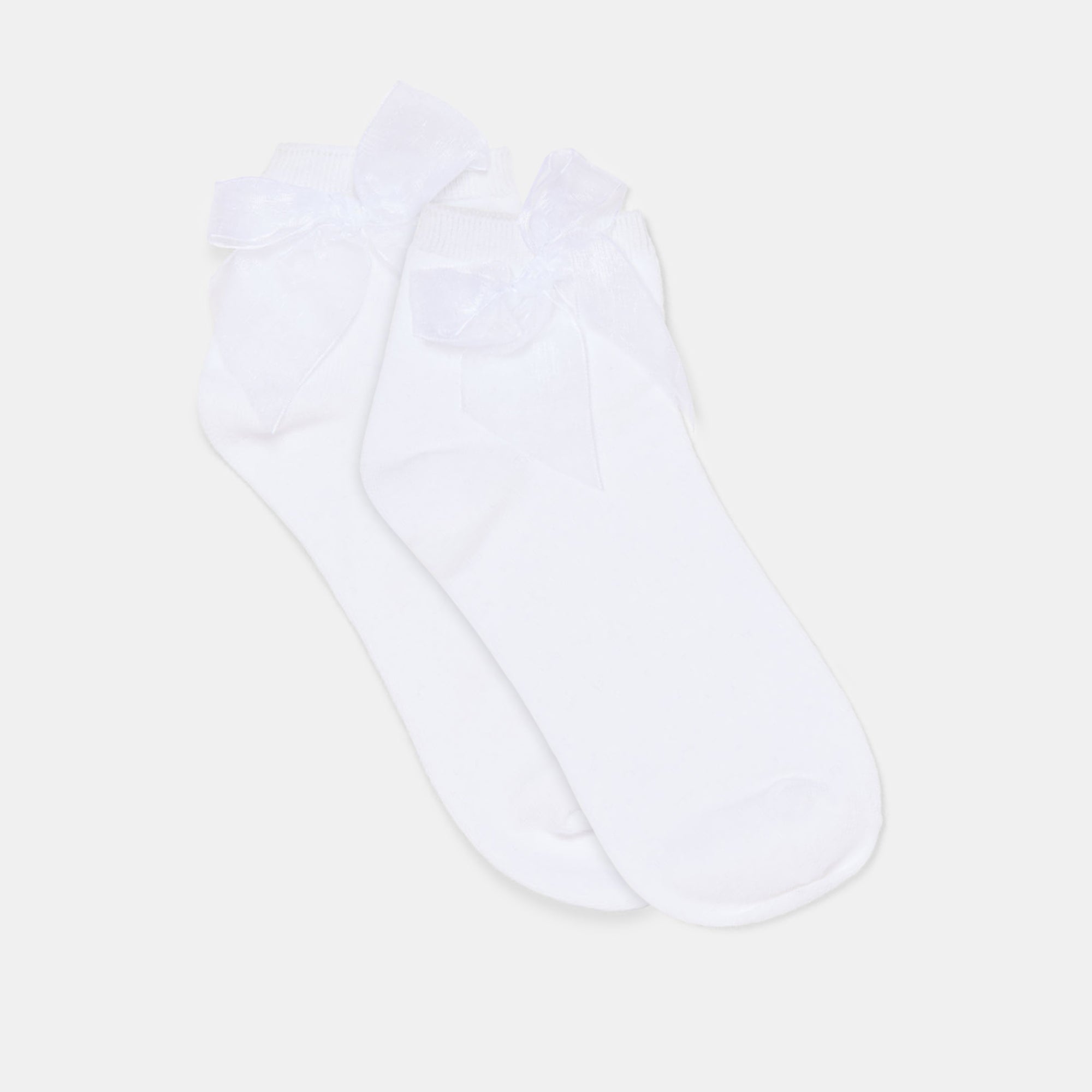 BOW ANKLET SOCKS WHITE - Cute Lace Trim Ankle Socks for Women - Perfect for Casual Wear, Ballet Flats & Summer Outfits
