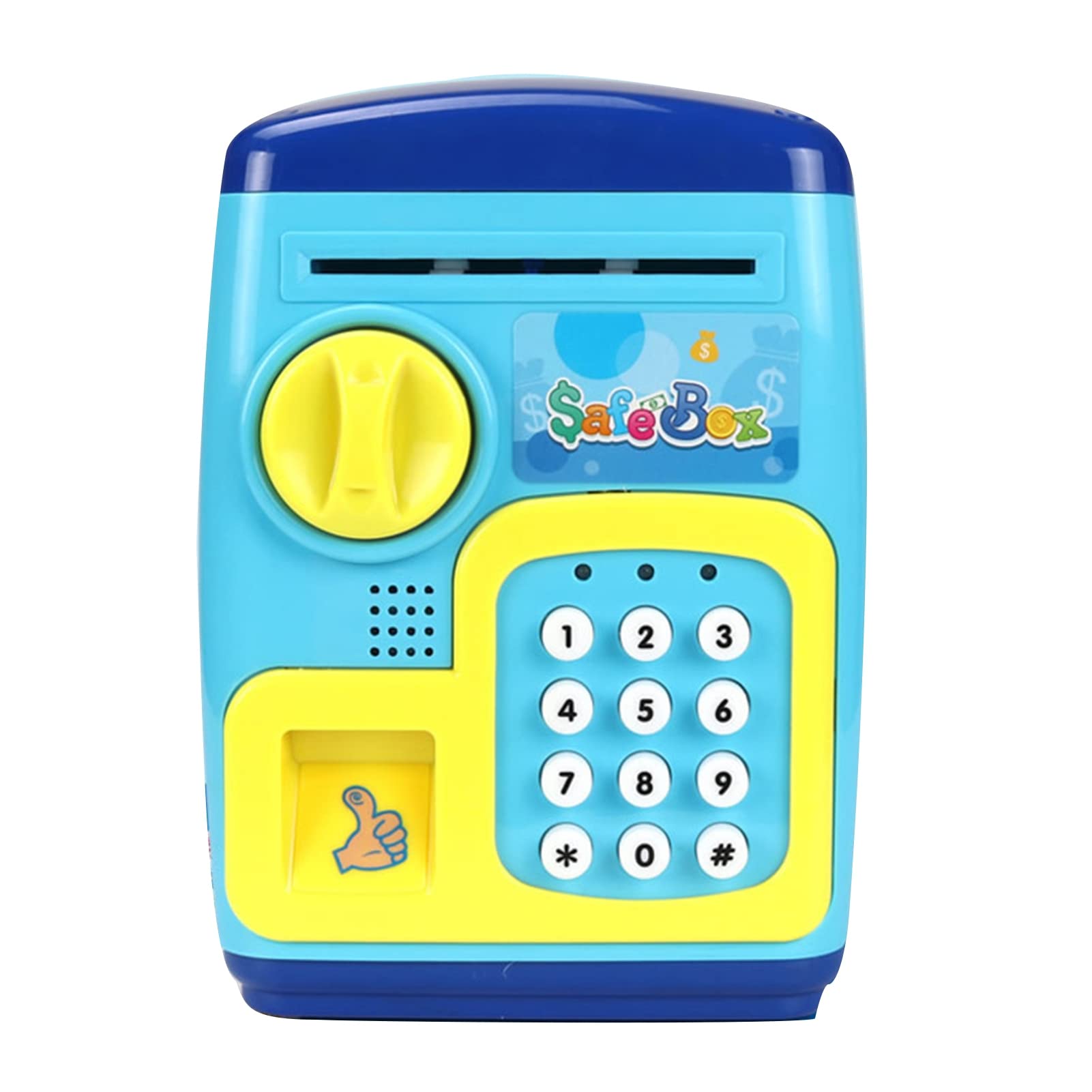 NA Cartoon ATM Password Piggy Bank with Smart Fingerprint Lock - Safe Money Storage for Kids - Blue - Perfect for Teaching Financial Responsibility & Saving Habits