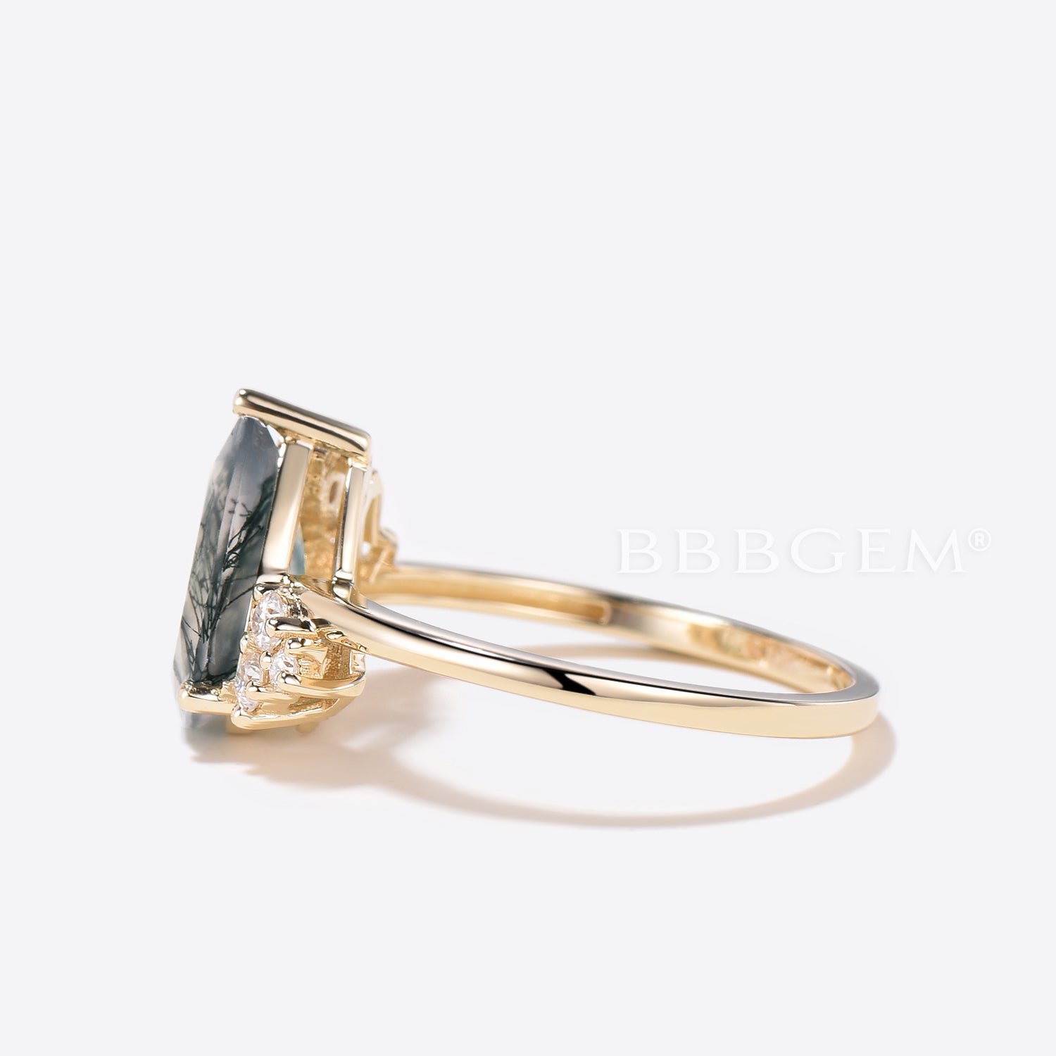 Natural Pear Cut Moss Agate Cluster Engagement Ring with Alexandrite & Diamonds | Vintage Style Wedding Ring for Women | Perfect for Proposals, Anniversaries & Special Occasions