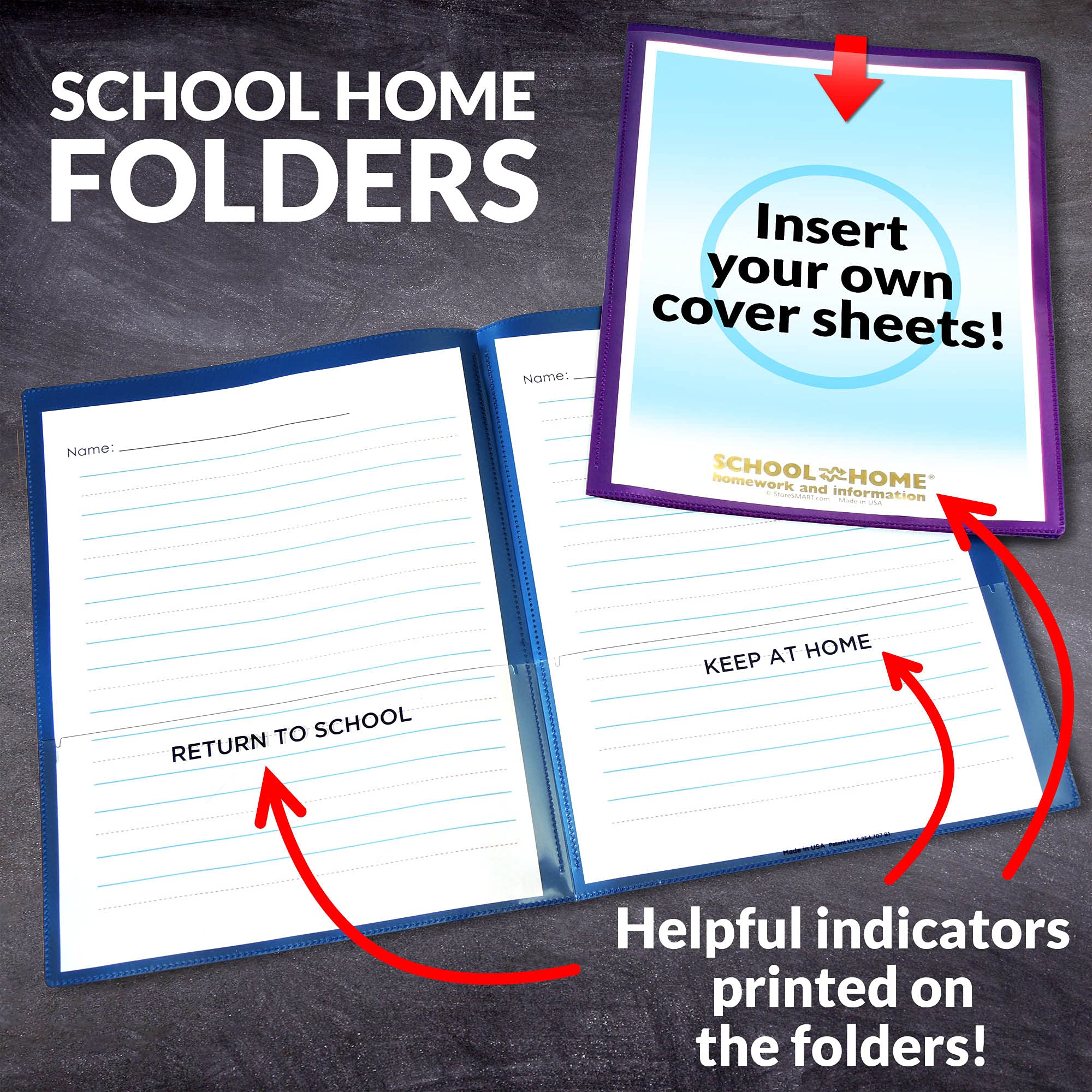 StoreSMART Plastic School & Home Folders - 204 Pack, 34 Each of 6 Bright Colors - Durable Archival Folders for Organizing Documents - Made in USA (SH900PCP204ENG) - Perfect for Classroom, Office & Home Organization