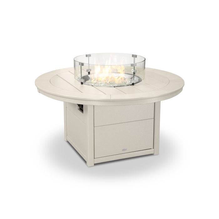 POLYWOOD 48-Inch Round Outdoor Fire Pit Table - Durable All-Weather Resin - Perfect for Patio, Backyard & Garden Gatherings