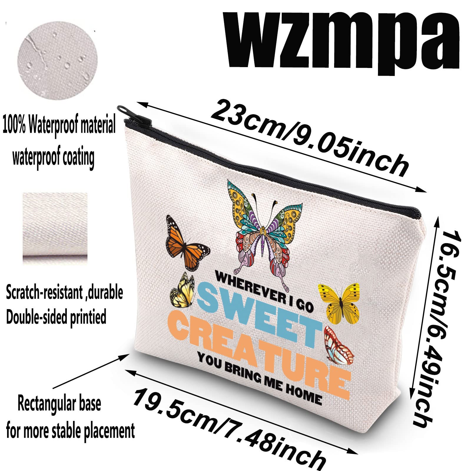 WZMPA Musical Makeup Bag for Women - Cute Zipper Pouch with 'Wherever I Go' Design, Perfect Gift for Music Lovers & Fans - Great for Travel, Cosmetics Storage & Daily Use