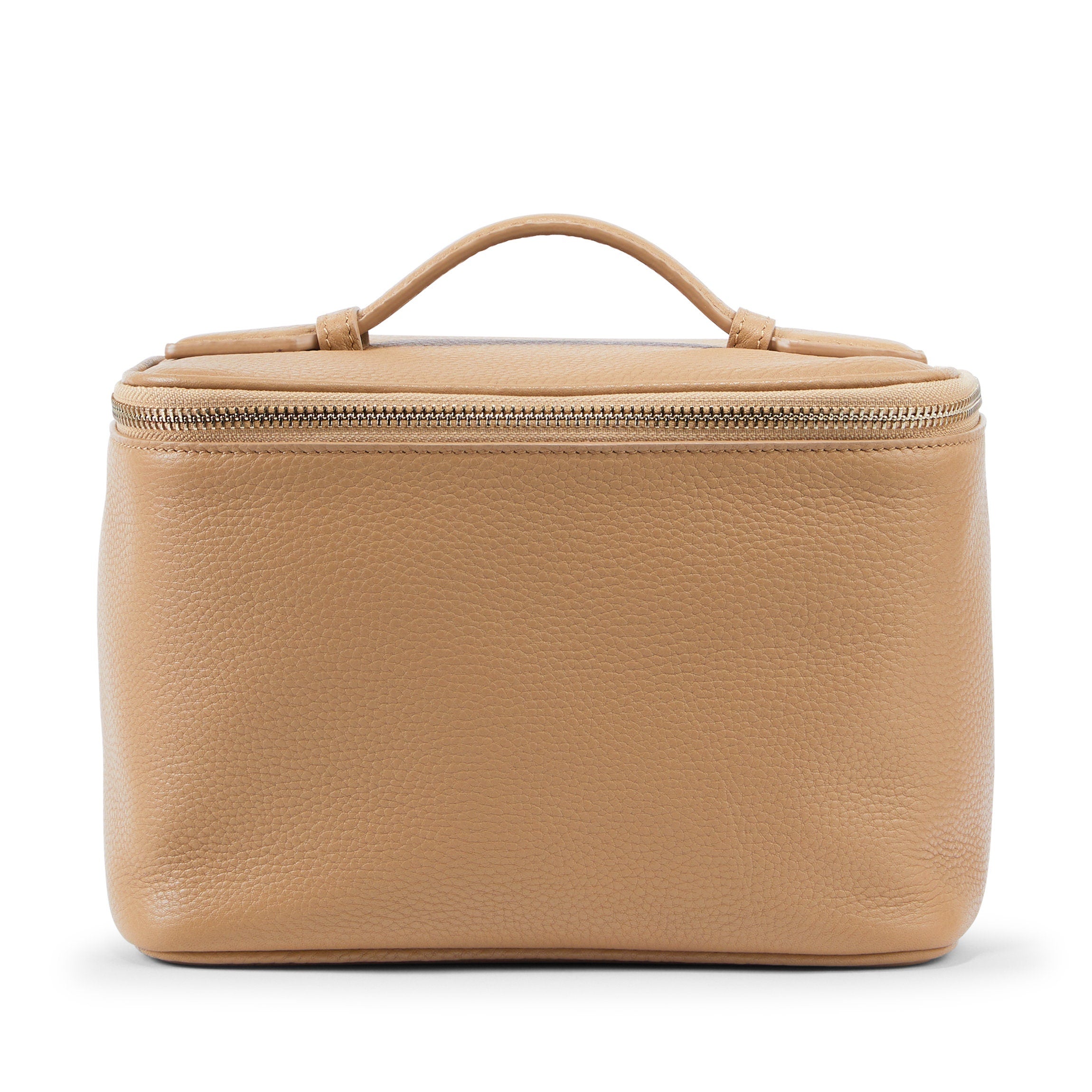 Professional Medium Train Case Makeup Organizer - Portable Cosmetic Storage Box for Travel & Salon Use | Durable Camel Color Design