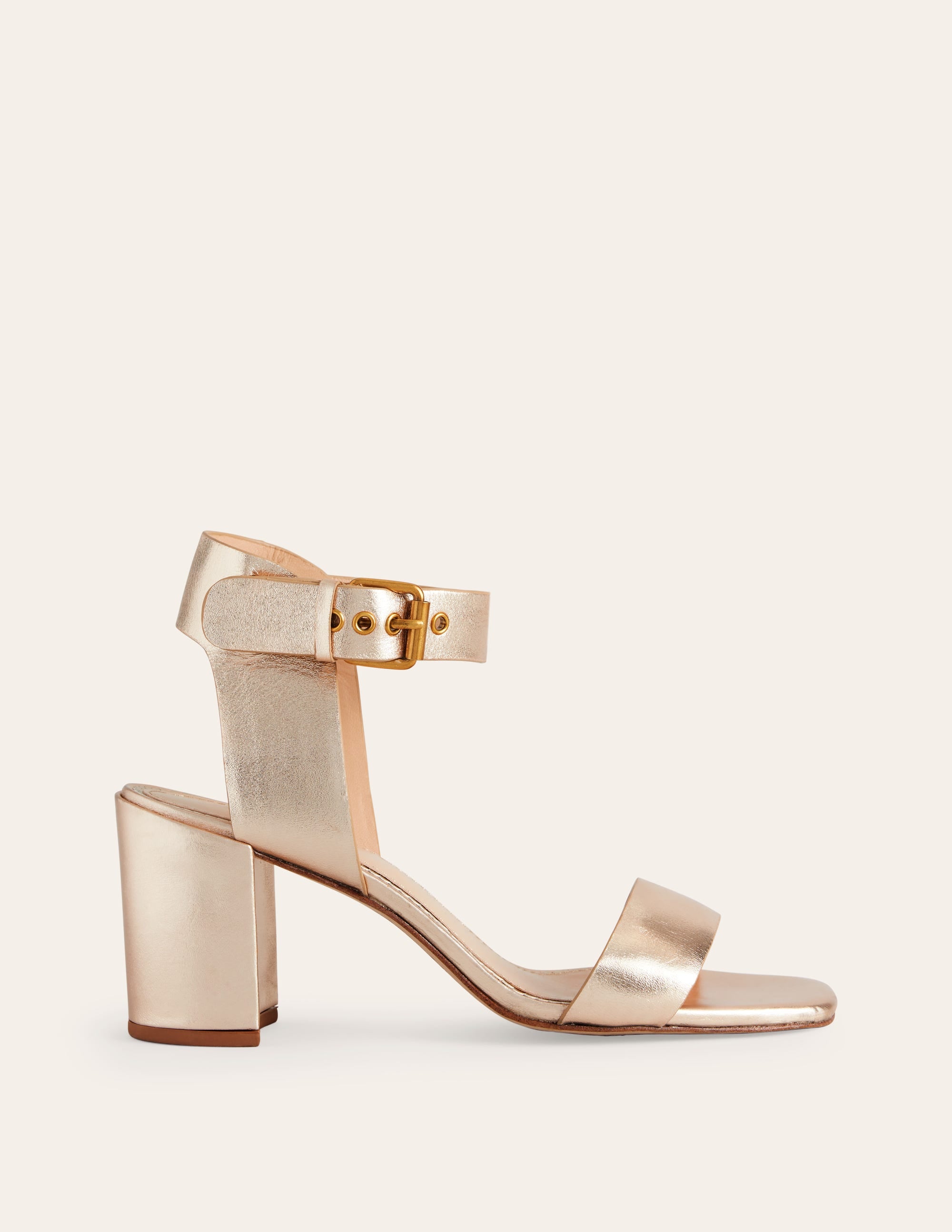 Gold Leather Ankle Strap Heeled Sandals for Women - Elegant Dressy Summer Wedding & Party Shoes