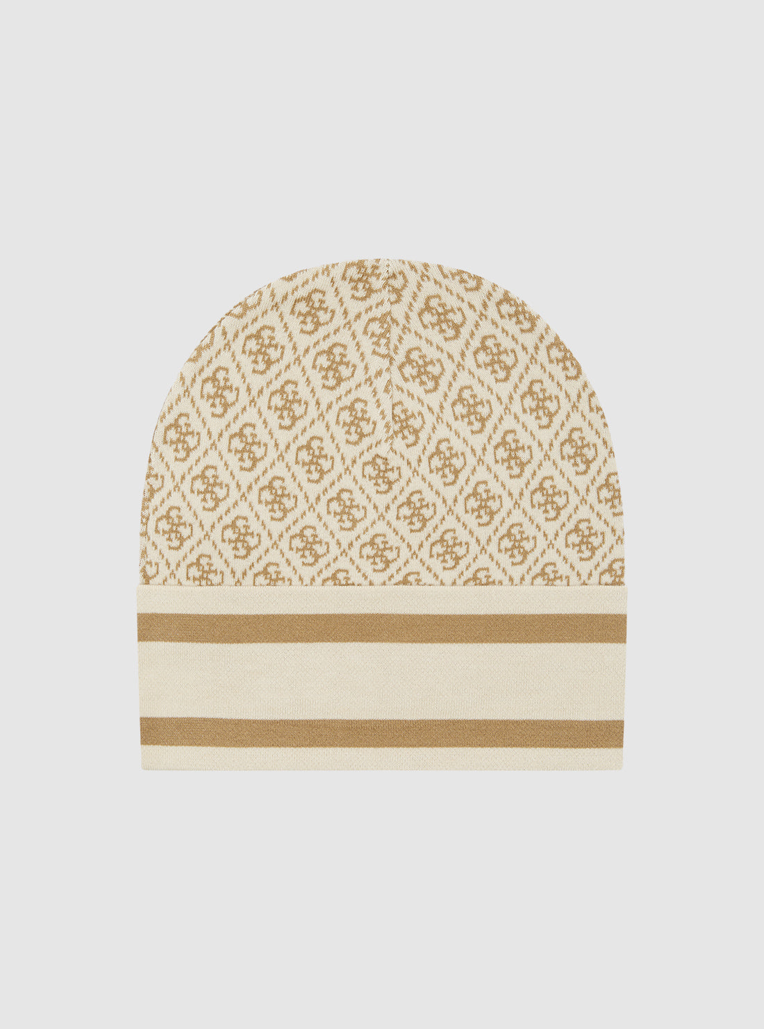 Beige Logo Knit Beanie - Soft Winter Hat for Men & Women - Perfect for Cold Weather, Outdoor Activities, and Casual Style