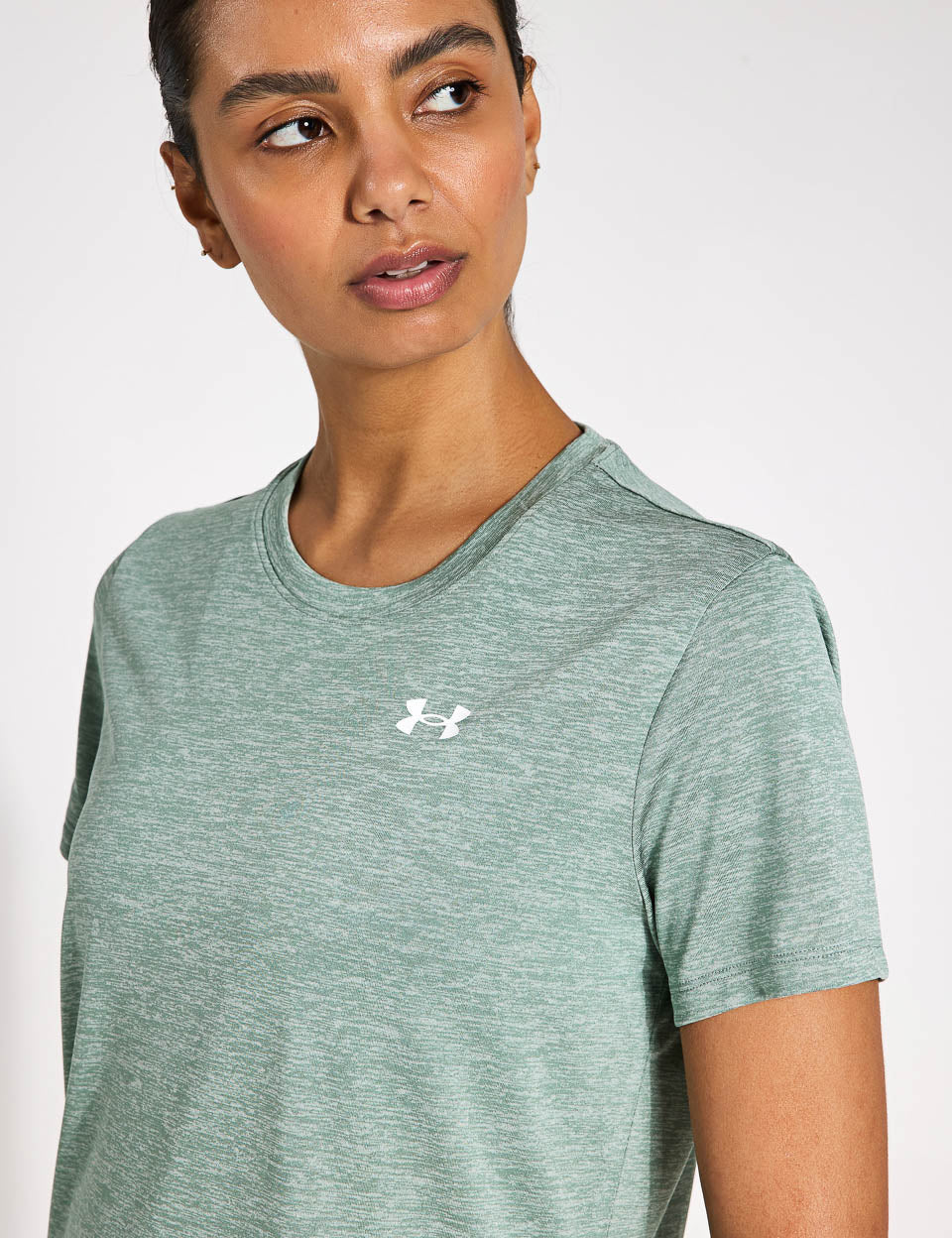 UA Tech Twist Short Sleeve T-Shirt for Men - Moisture-Wicking, Breathable Silica Green/White - Perfect for Gym, Running & Outdoor Activities