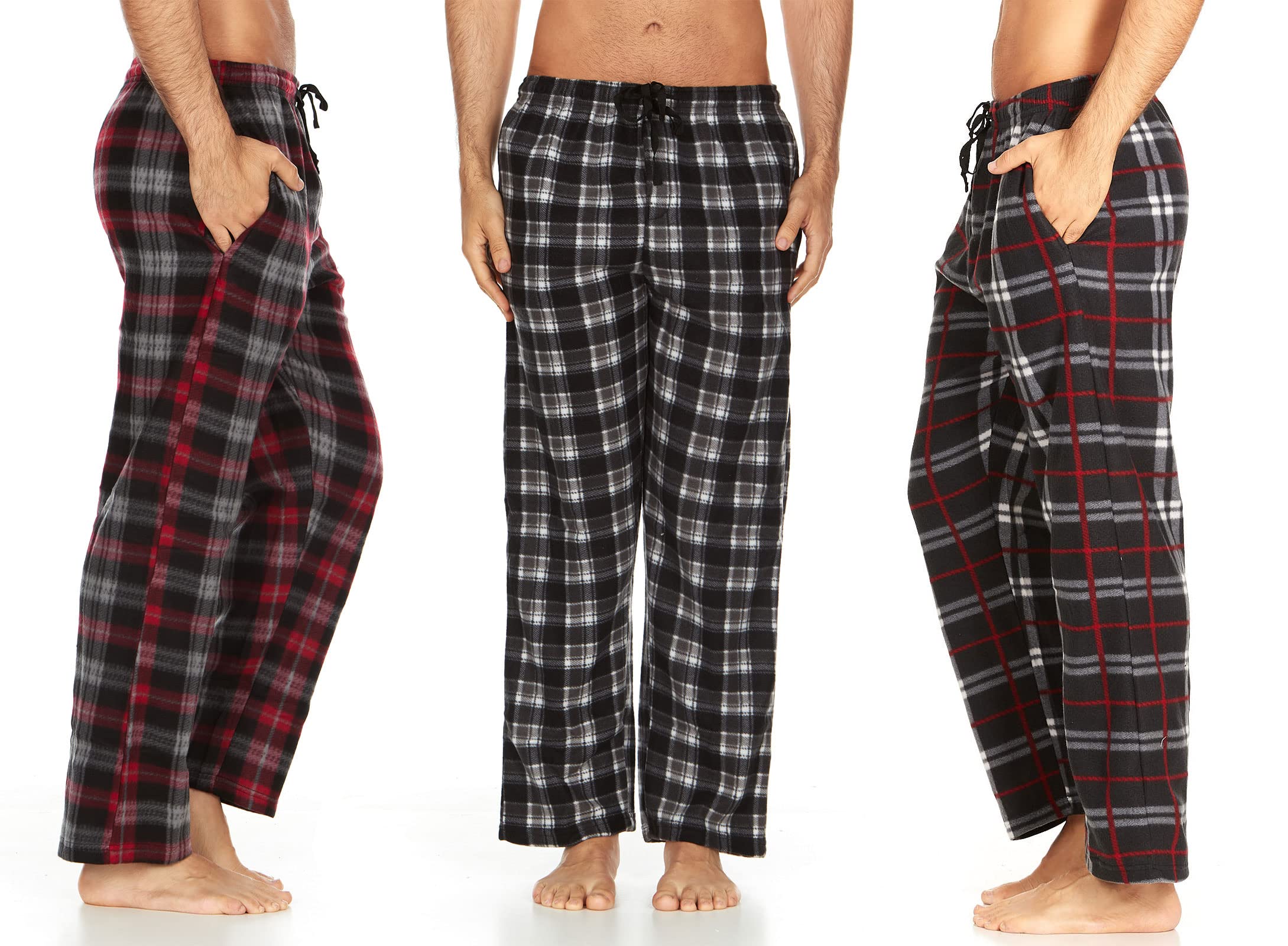 Daresay Men's Fleece Pajama Pants with Pockets - Soft Microfleece Sleepwear & Lounge Pants Multipack for Men - Perfect for Sleeping, Lounging at Home, and Winter Comfort