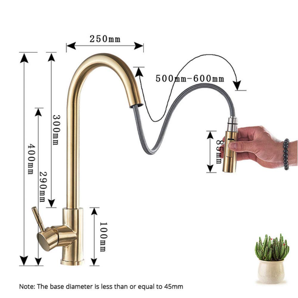 Brushed Gold Pull-Out Sensor Kitchen Faucet - Smart Touch Control, Sensitive Touch Technology, Modern Mixer Tap for Kitchen Sink - Perfect for Cooking, Washing Dishes & Hands-Free Convenience