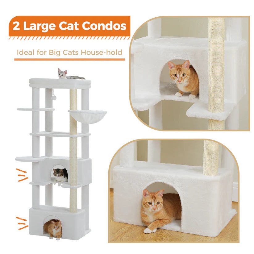 170cm Snow Flake Cat Tree Tower Condo with Scratching Posts & Perches - Perfect for Large Cats & Multi-Cat Households - Indoor Cat Furniture for Play, Rest & Climbing