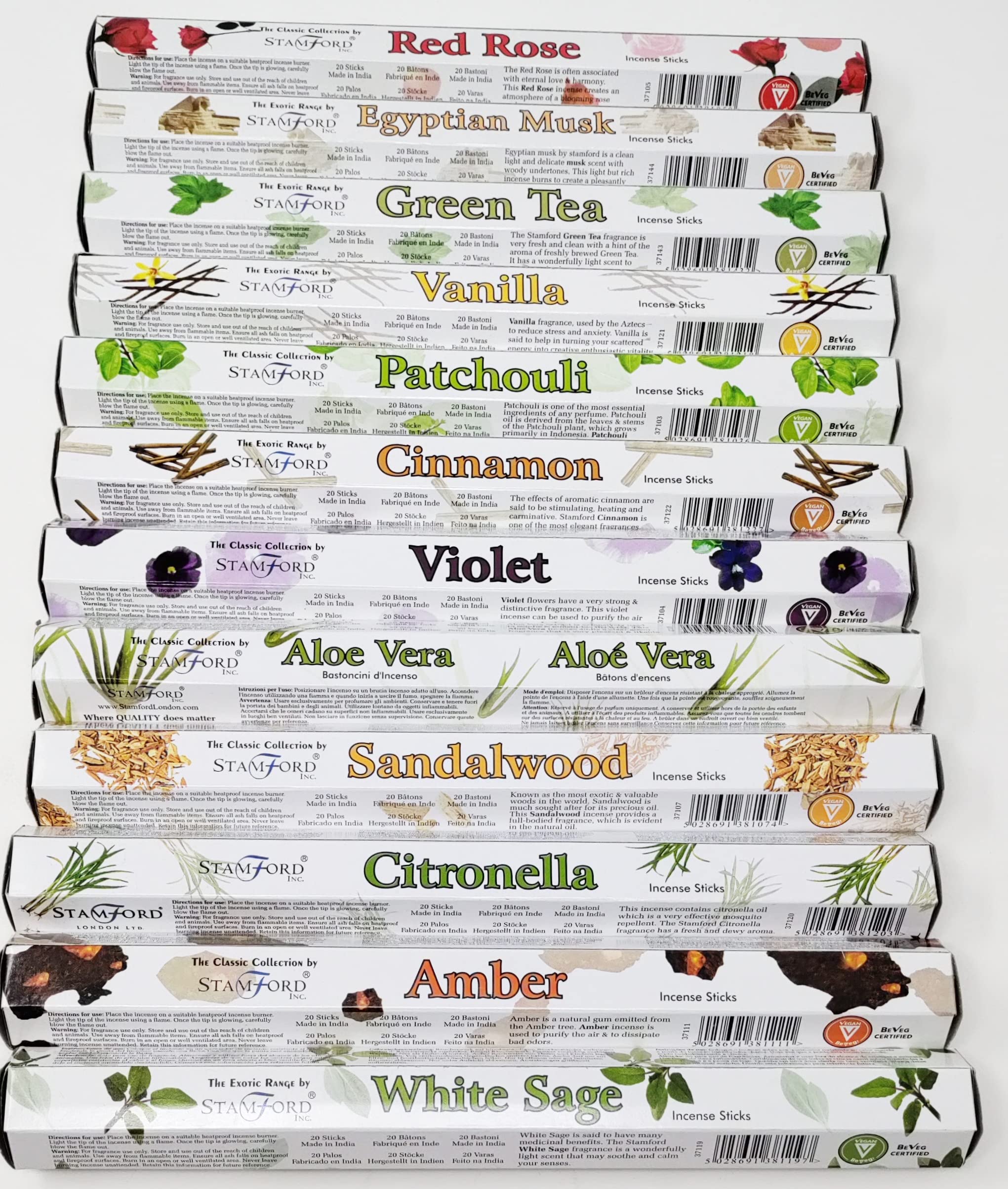 Premium Stamford London Incense Sticks - 12 Assorted Fragrances Set with Holder | Aromatherapy, Meditation, Yoga, Relaxation & Home Scenting | Perfect for Stress Relief, Spiritual Practices & Creating Cozy Atmosphere