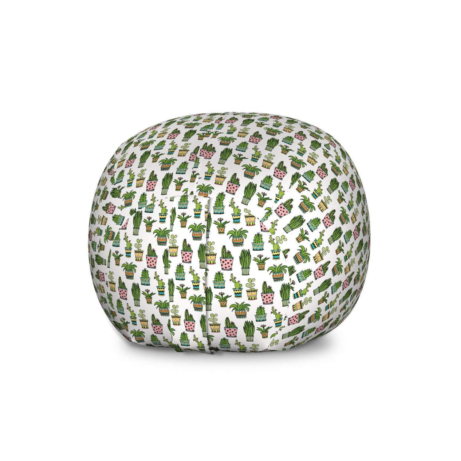 Ambesonne Large Washable Toy Storage Bag Chair - Colorful Cactus & Succulent Pattern, Stuffed Animal Organizer for Kids Room, Nursery, Playroom - Multicolor Doodle Style Houseplant Design