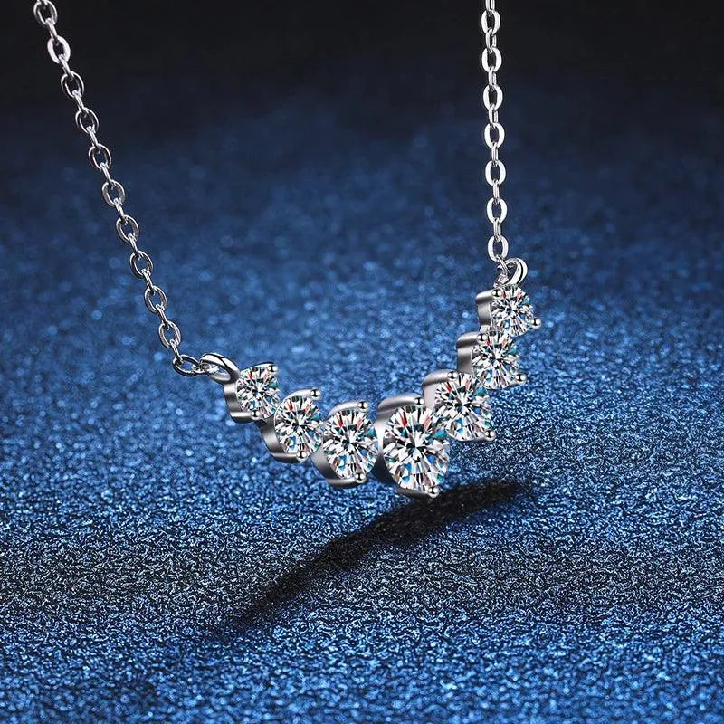 Stunning 925 Sterling Silver Moissanite Diamond Necklace for Women - White Gold Plated Pendant, Elegant Wedding & Evening Jewelry Gift