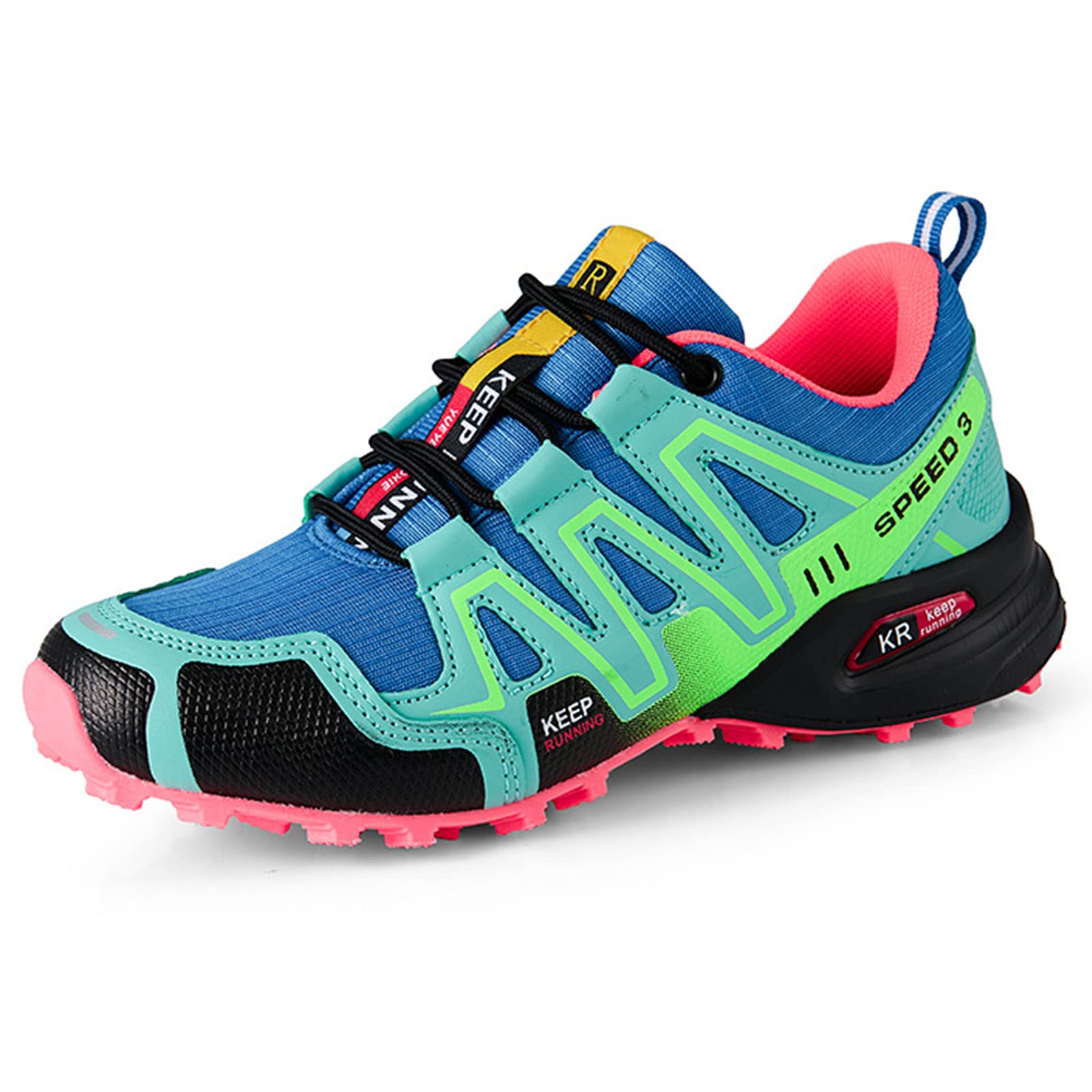 **WYUKN Men's Mountain Bike Cycling Shoes - New Upgraded MTB Bike Shoes for Men, Premium Breathable & Durable, Blue (EU 1-39) - Perfect for Trail Riding, Commuting & Road Cycling**
