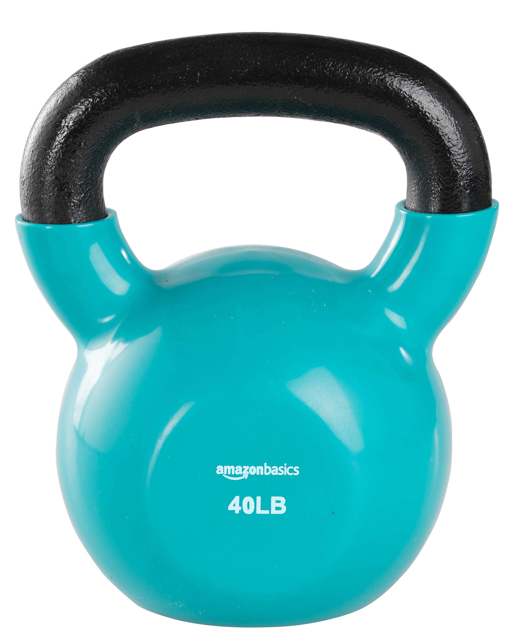 Amazon Basics Vinyl Coated Cast Iron Kettlebell - 5-50 lbs Weight Set for Home Gym, Strength Training & CrossFit Workouts | Durable & Non-Slip Grip for Safe Exercise