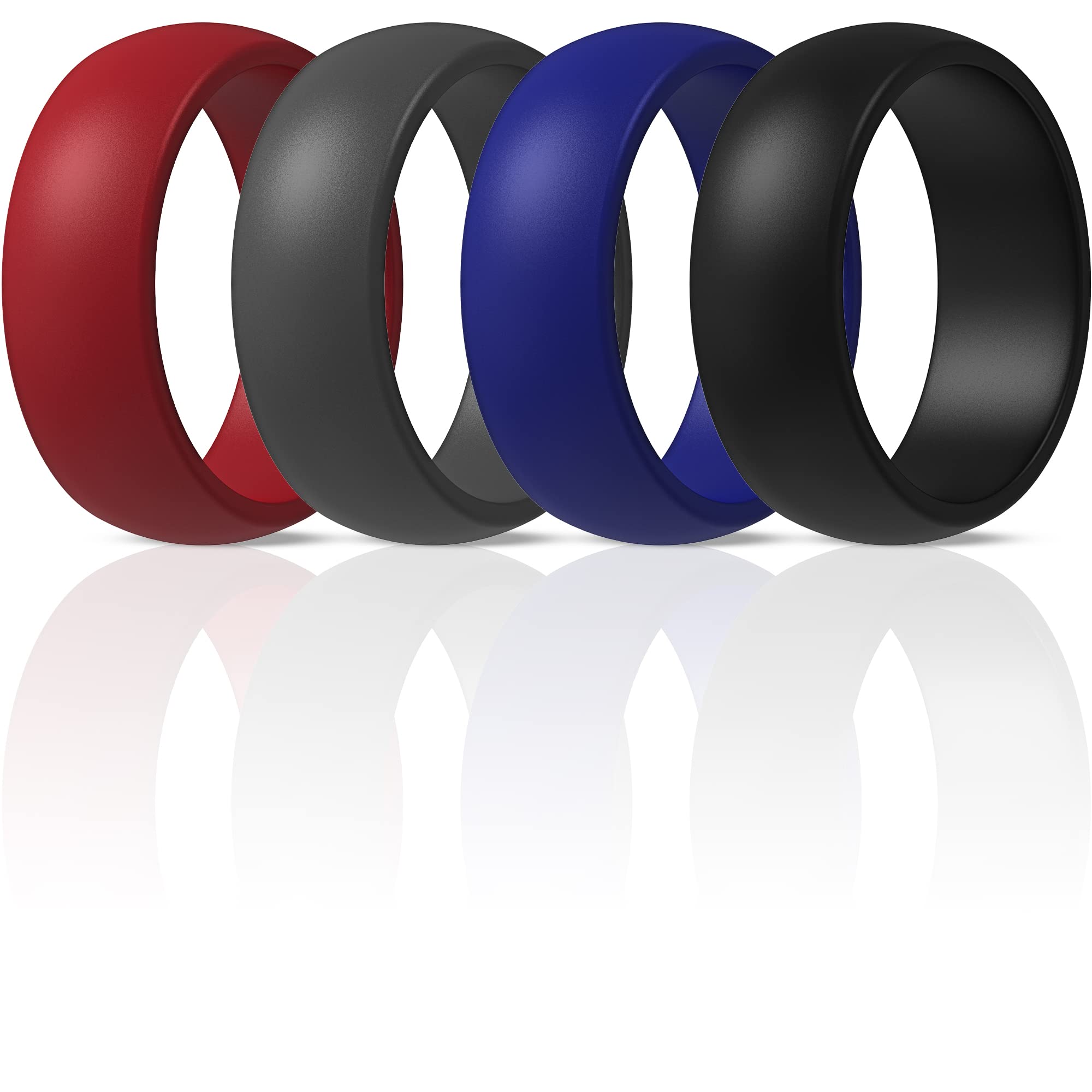 ThunderFit Silicone Wedding Rings for Men - 4 Pack Rubber Engagement Bands, 8.7mm Width & 2mm Thickness - Durable, Comfortable & Safe for Active Lifestyles, Gym, Swimming, Sports & Outdoor Activities