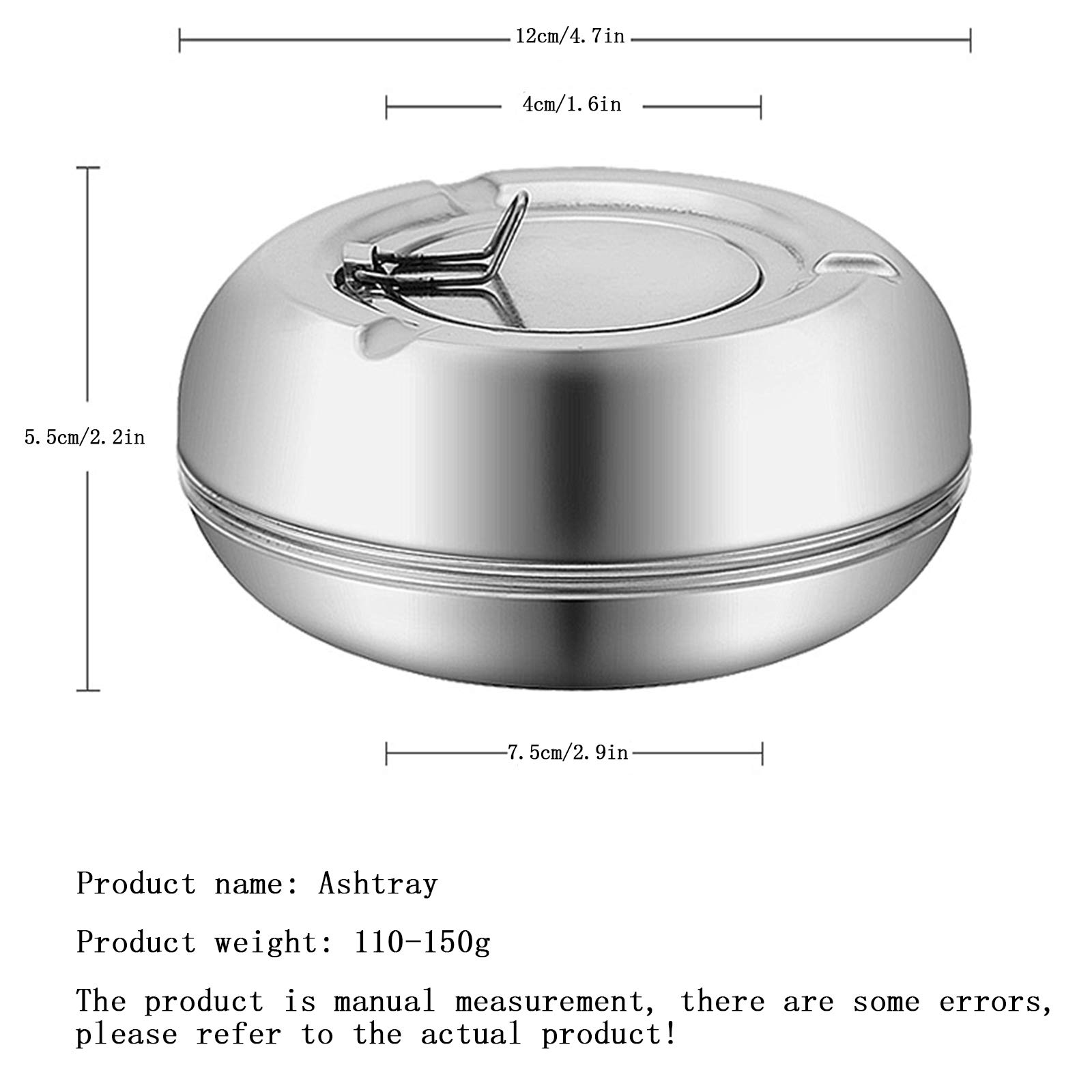 Smell Proof Outdoor Ashtray with Lid - Windproof Metal Ashtray for Patio, Home & Travel - Portable Smokeless Cigarette Ashtray for Camping, Beach & BBQ Parties