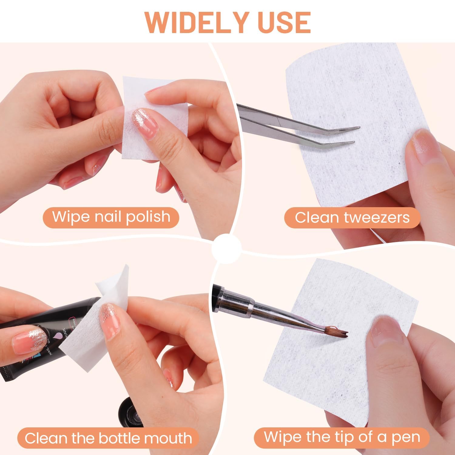 **Nyamah 450pcs Professional Nail Cotton Pads - Lint-Free Nail Wipes for Gel Polish Remover & Residue Cleanup - Perfect for Salon, Manicure & DIY Nail Care**