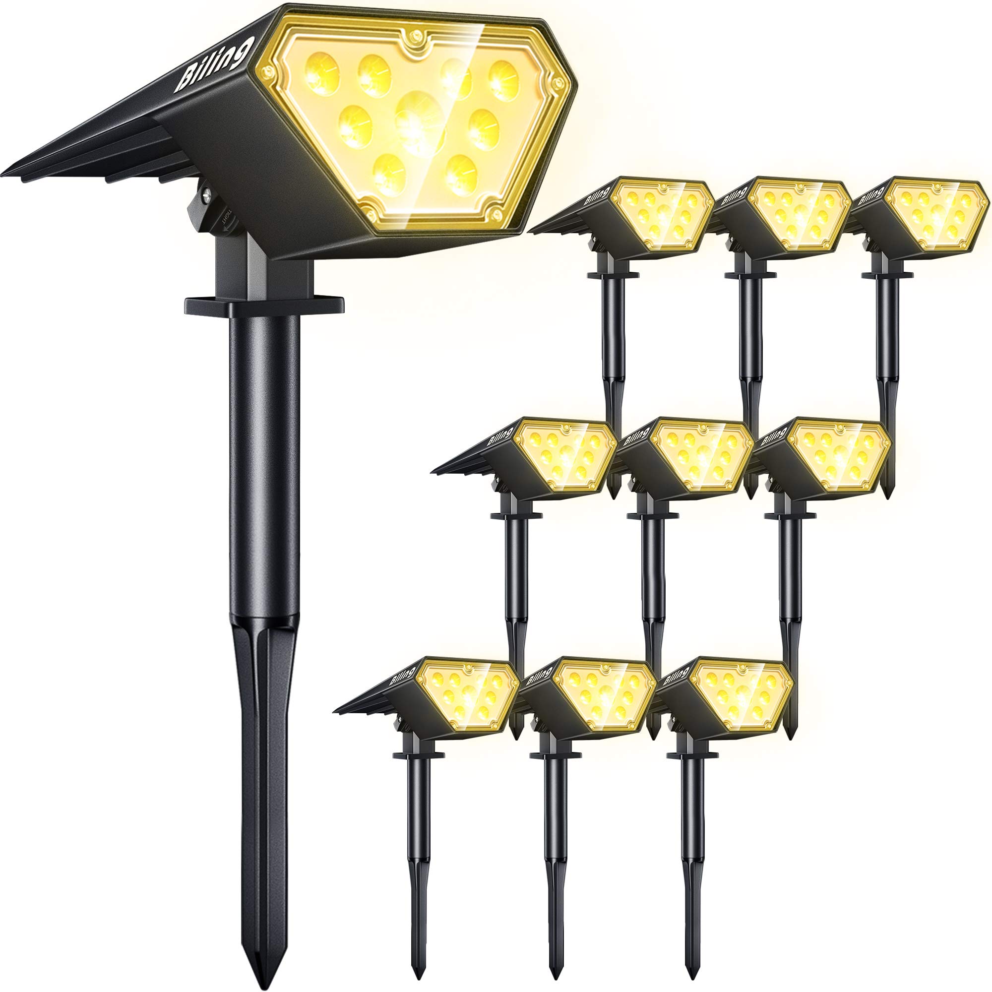 10 Pack Solar Spot Lights Outdoor - 700 Lumen Bright IP67 Waterproof Adjustable Landscape Lighting for Garden, Yard, Pathway, Driveway, Pool & Patio | Warm White Solar Powered Lights for Nighttime Safety & Ambience