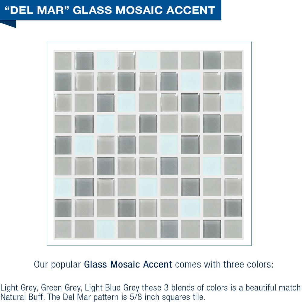 Neo Angle Portland Sistine Stone & Del Mar Mosaic DIY Shower Remodel Kit - Waterproof Tile Accent for Bathroom Renovation, Perfect for Modern Shower Walls and Floors