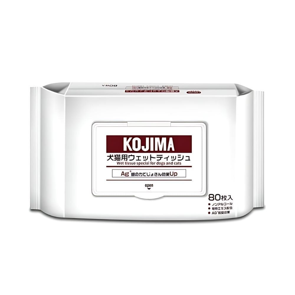 Kojima Pet Wipes for Dogs & Cats - Gentle Tear Stain Remover, 80 or 100 Count - Original Fruity Herbal EDI Water with Green Tea - Perfect for Cleaning Eyes, Paws & Fur After Walks or Grooming