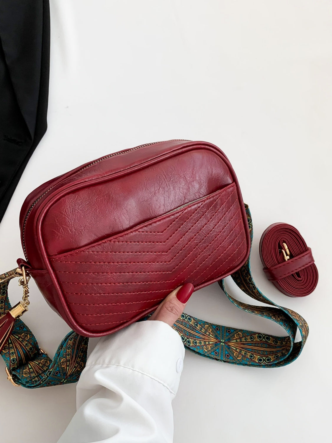 Stylish PU Leather Printed Strap Cassette Crossbody Bag for Women - Fashionable Shoulder Bag for Daily Use, Travel & Shopping