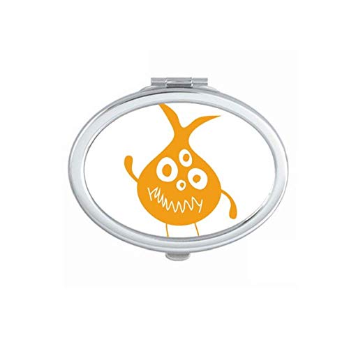DIYthinker Yellow Alien Creature Art Deco Fashion Mirror - Portable Foldable Double-Sided Makeup Mirror with Stand, Perfect for Travel, Home Vanity & Gift Giving