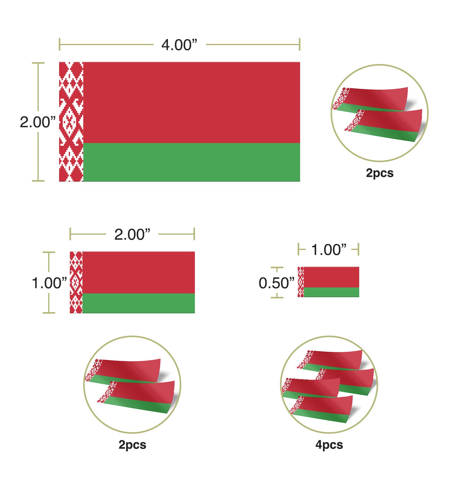 Belarus Country Flag Sticker Pack - 8 Desert Cactus Design Vinyl Decals for Scrapbooking, Cars, Laptops & Windows | Variety Sizes | Kids Crafts & Bumper Decor