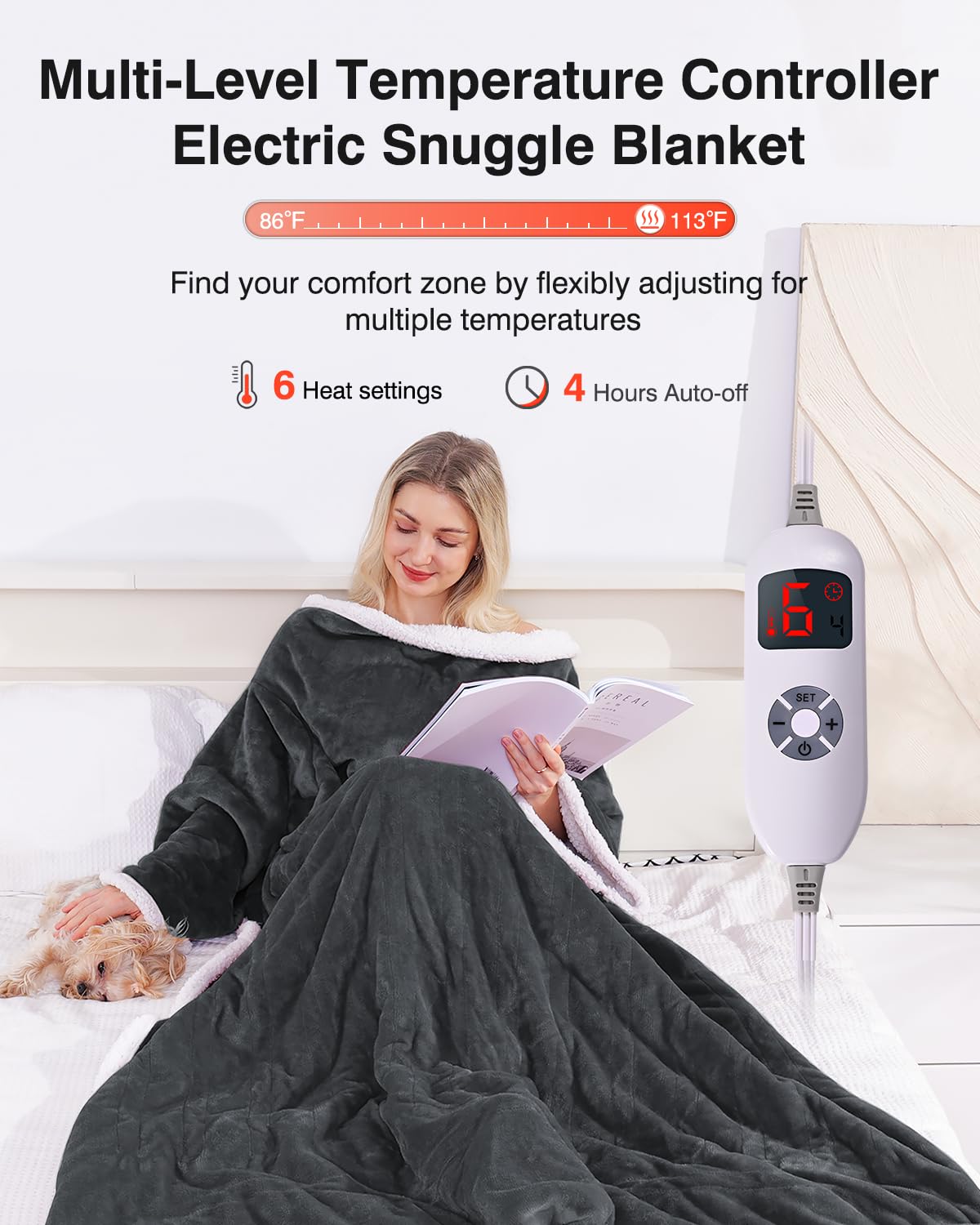 Wearable Heated Blanket with Sleeves - Electric Heating Wrap for Women & Men - Perfect for Cold Weather, Office, Travel & Home Use