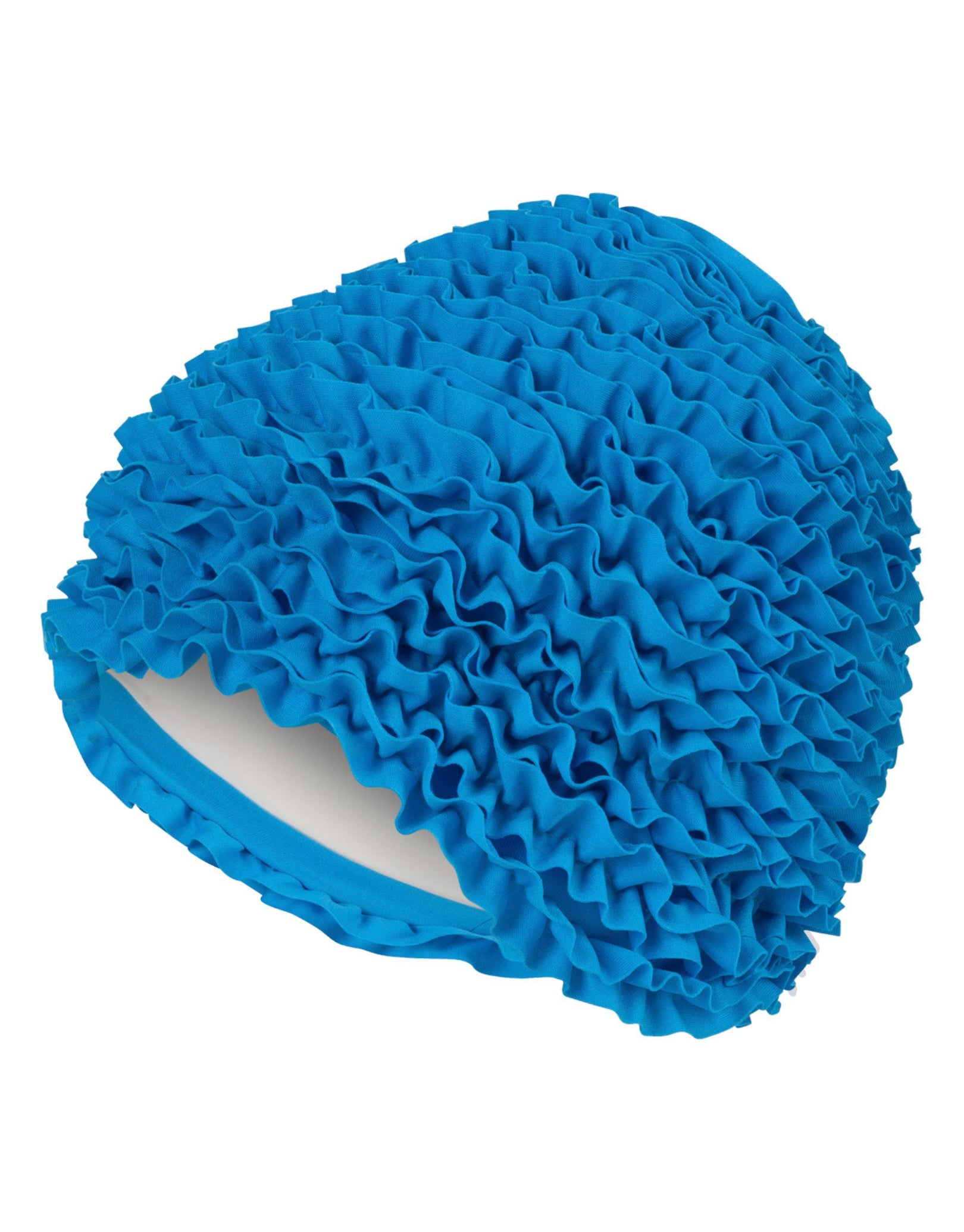 Frill Fabric Swim Cap for Women - Waterproof Silicone Swimming Cap with Adjustable Strap - Perfect for Pool, Beach, and Competitive Swimming
