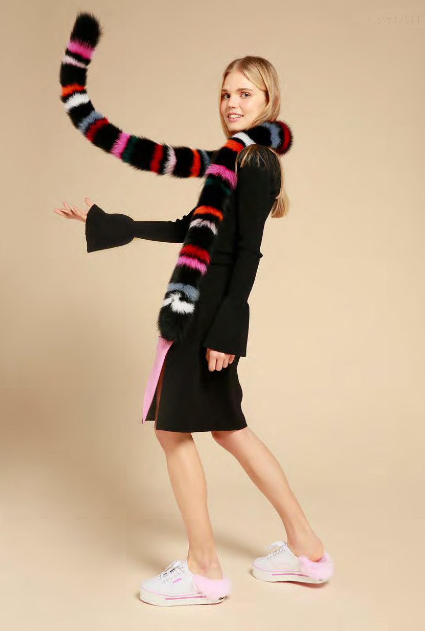Stylish Rainbow Twist Scarf in Black & Multicolor - Perfect for Winter Fashion, Gift Giving & Accessorizing Outfits