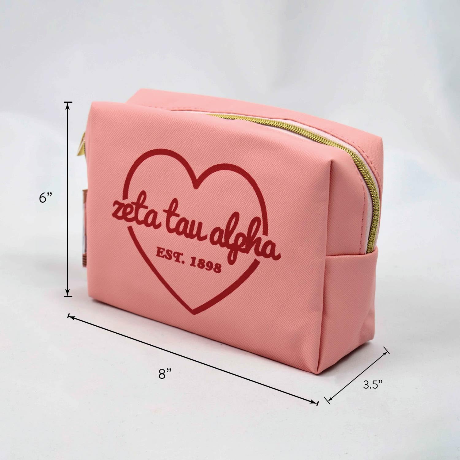 Sigma Delta Tau Sorority Makeup Bag - Waterproof PU Leather Cosmetic Travel Organizer with Licensed Design & Zipper Closure | Perfect Sorority Gifts for Women, College Essentials, Bridal Shower Favors, and Travel Accessories
