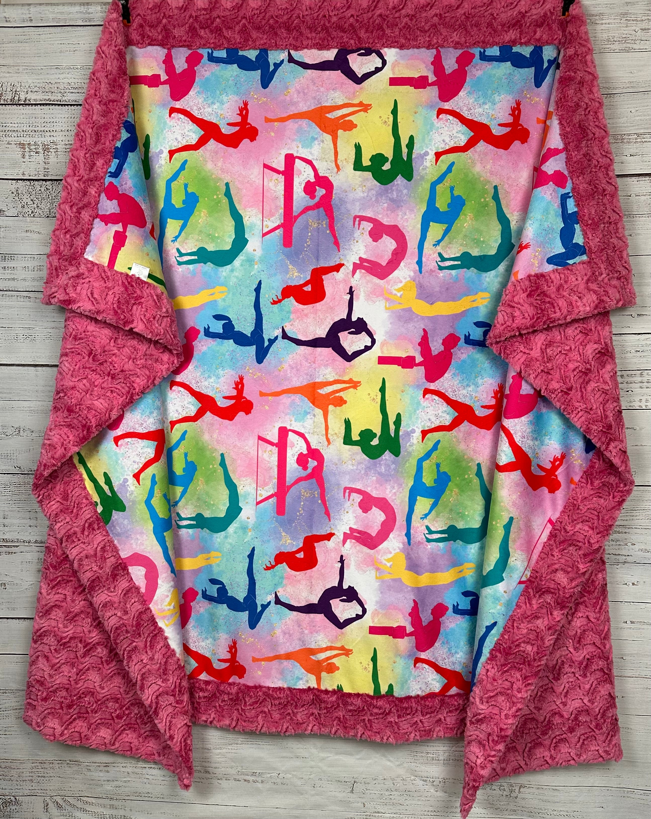 Paloma Pink Luxe Large 55x79 Minky Blanket for Gymnastics - Soft & Cozy Throw Blanket for Training, Competitions, and Home Comfort