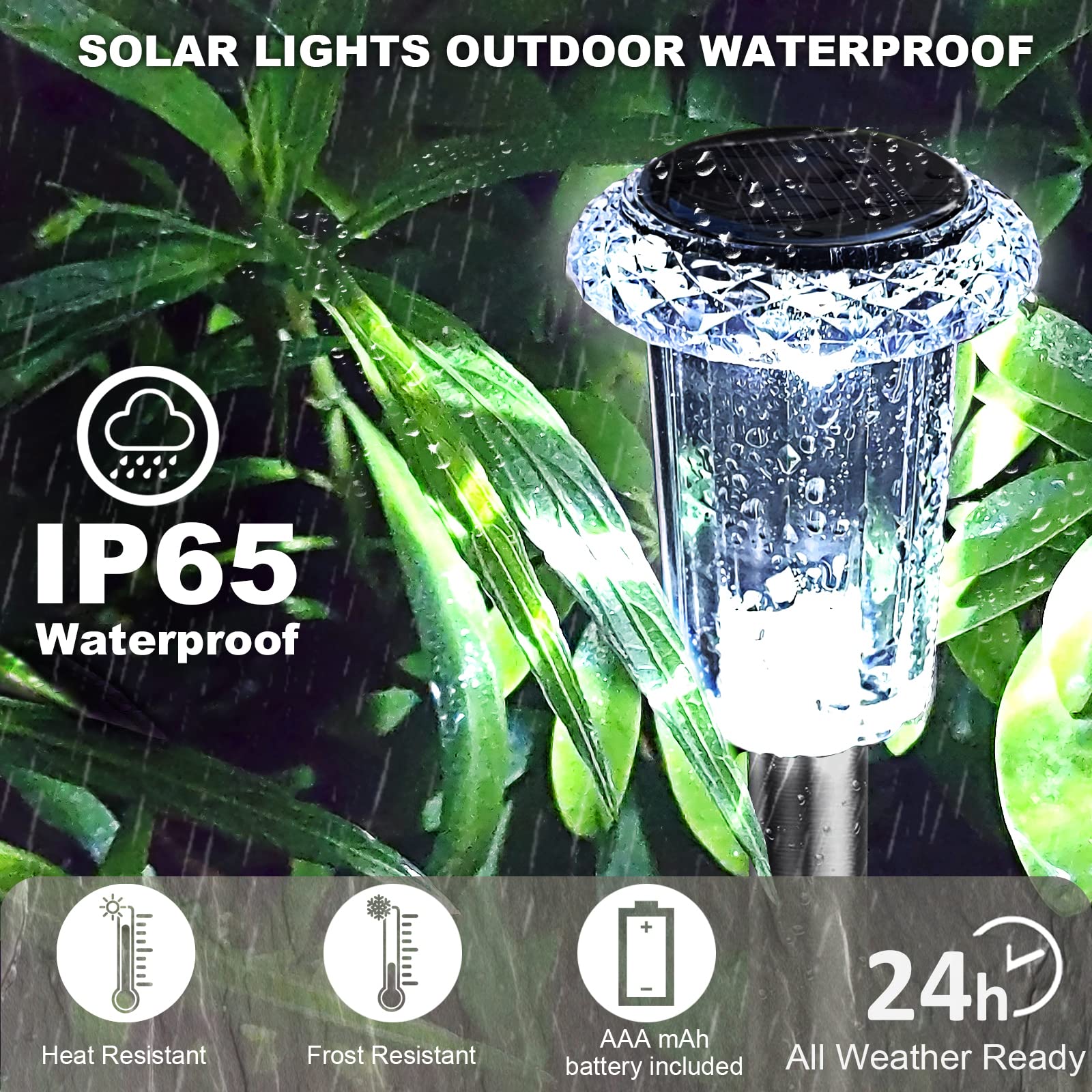 16 Pack Solar Pathway Lights Outdoor - IP65 Waterproof Stainless Steel Solar Yard Lights for Patio, Lawn, Walkway & Landscape | Cool White LED | Perfect for Garden, Driveway, Deck & Backyard Lighting