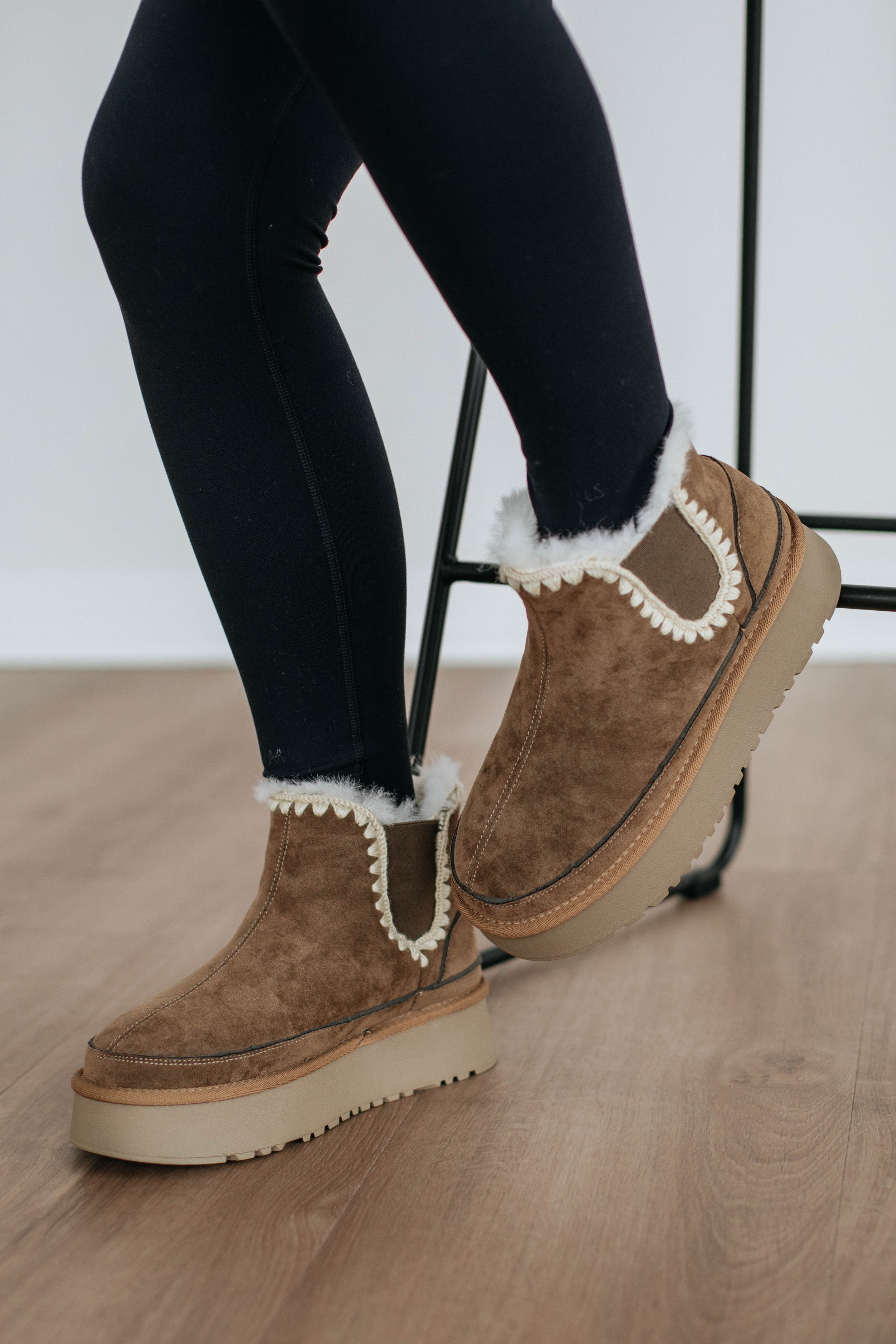 Slowing It Down Platform Boots for Women - Khaki Chunky Heel Ankle Boots | Stylish & Comfortable for Fall & Winter Outfits, Casual Wear & Street Fashion