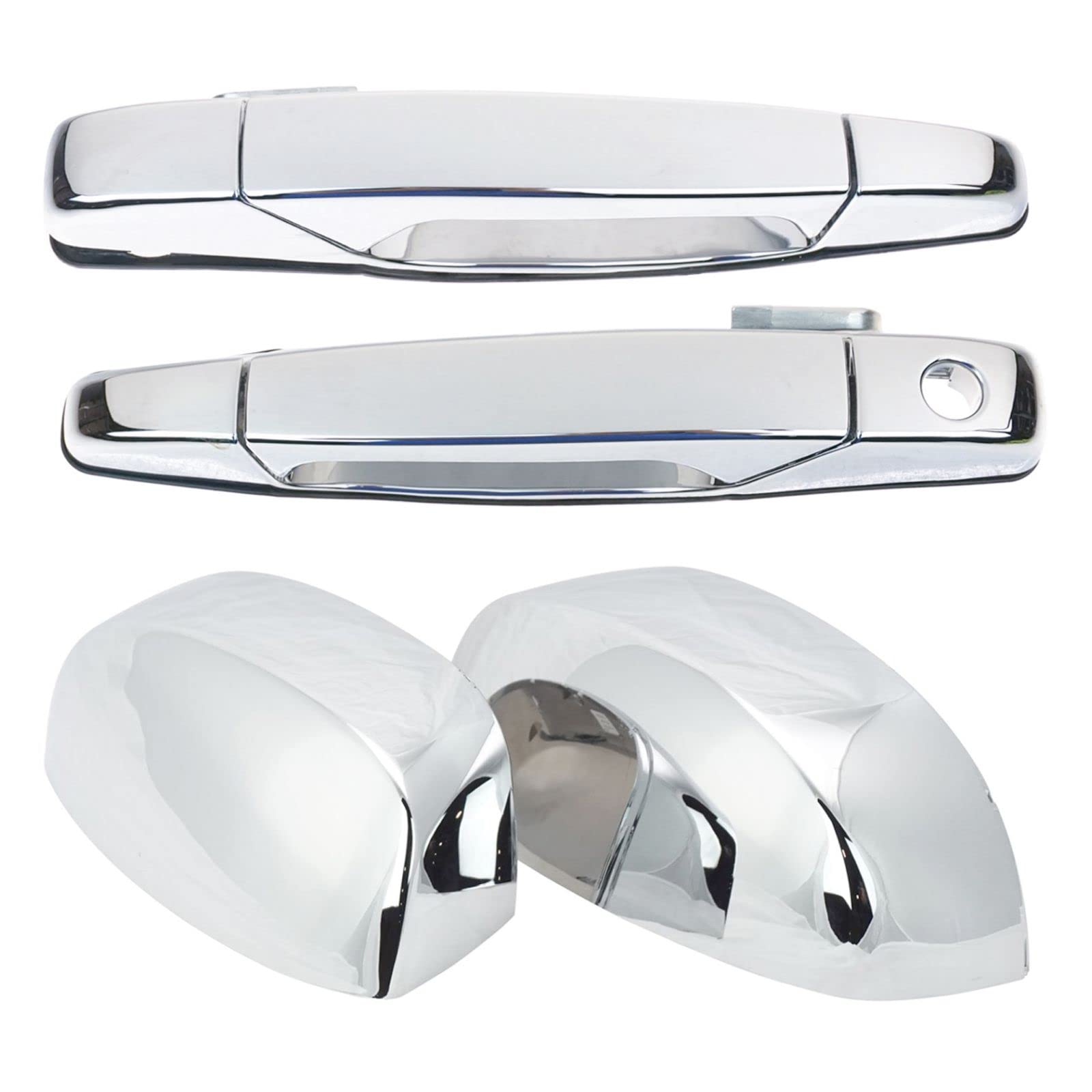Chrome Outside Door Handles with Mirror Caps Trim Upgrade for Chevy GMC Pickup Trucks - Durable Exterior Accessories for Enhanced Style & Protection | Perfect for Off-Roading, Daily Commuting & Truck Customization