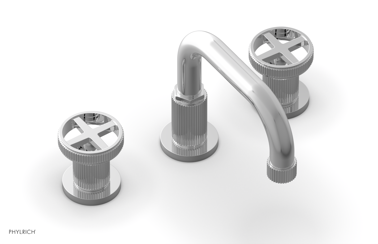 DUSTRIE Widespread Bathroom Faucet - Cross Handle Design, Grooved 370 03 - Perfect for Modern Bathroom Sinks and Vanities