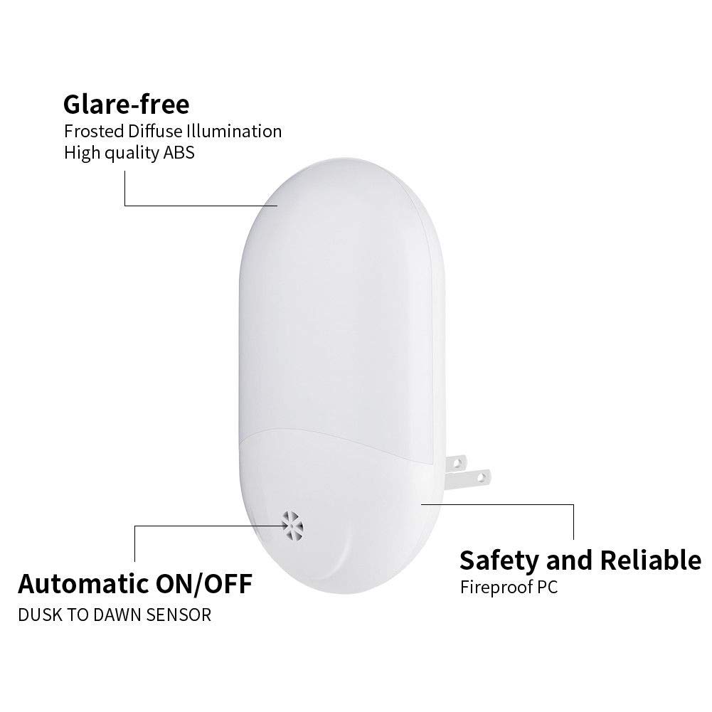 TDA Plug-in LED Night Light with Auto Dusk to Dawn Sensor - 2 Pack Warm White Night Lights for Hallway, Bathroom, Stairs, Kitchen, Garage, Corridor & Bedroom - Energy Saving Motion Sensor Light for Kids, Elderly & Safe Night Navigation