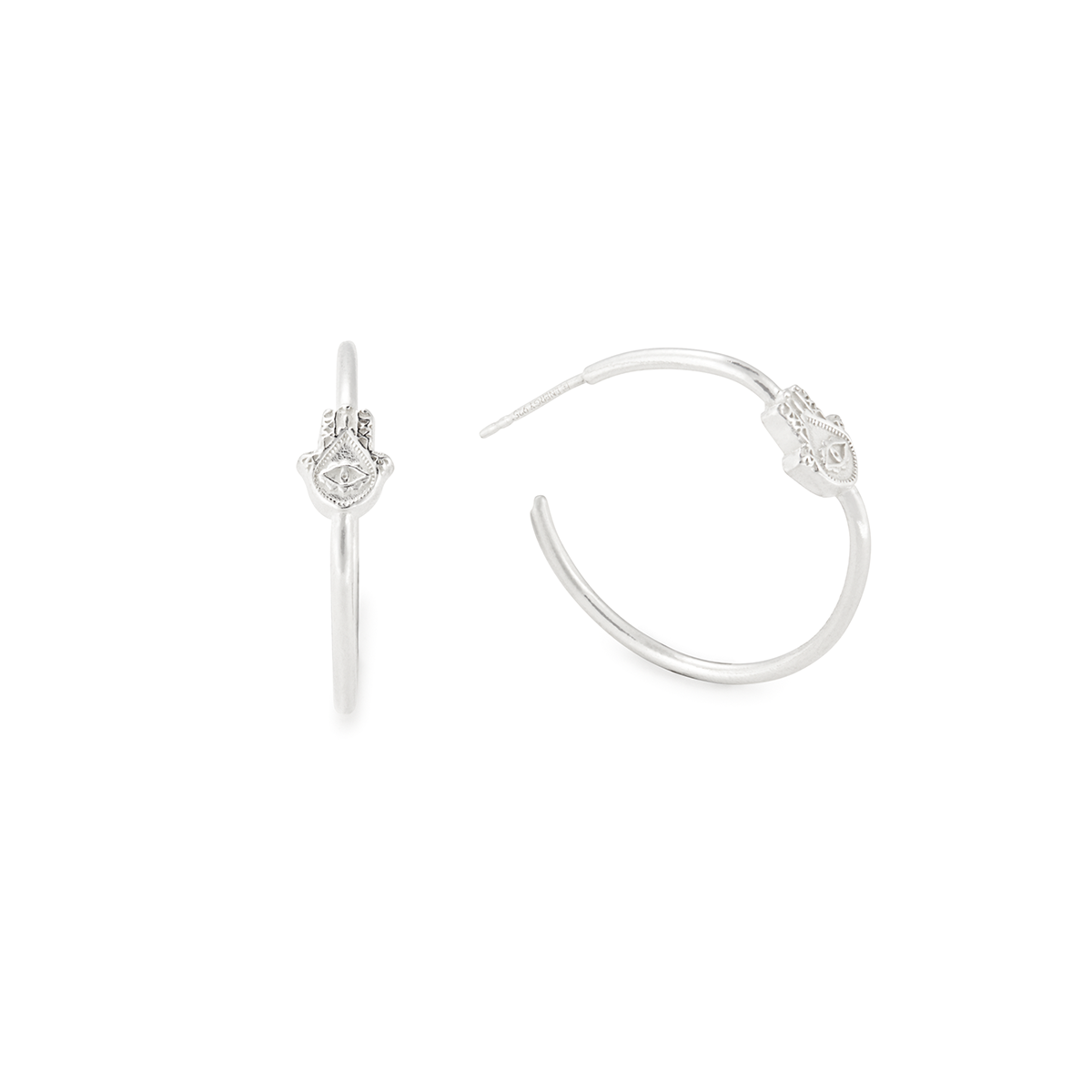 Hamsa Hoop Earrings for Women - 925 Sterling Silver Evil Eye Protection Jewelry - Boho Chic Dangle Earrings for Everyday Wear, Gift Giving & Spiritual Healing