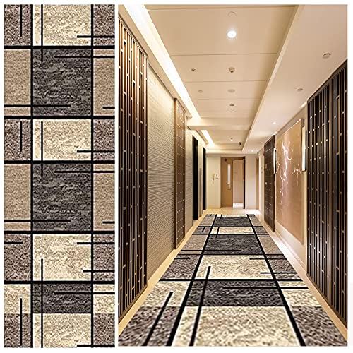 Non-Slip Washable Runner Rug 3' x 10' - Modern Geometric Brown Indoor Carpet with Rubber Backing for Hallway, Living Room, Kitchen, Dining & Bedroom | Perfect for High-Traffic Areas & Home Decor