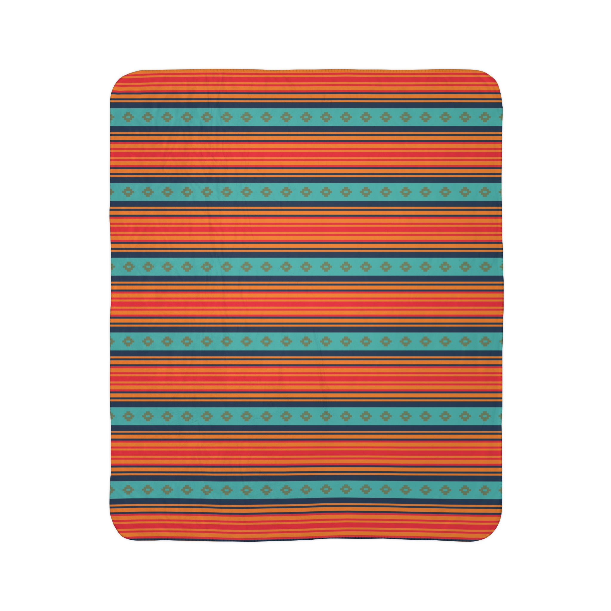 Soft Fleece Sherpa Blanket with Southwestern Rio Grande Print - Warm Cozy Throw for Couch, Bed & Travel - Available in 2 Sizes