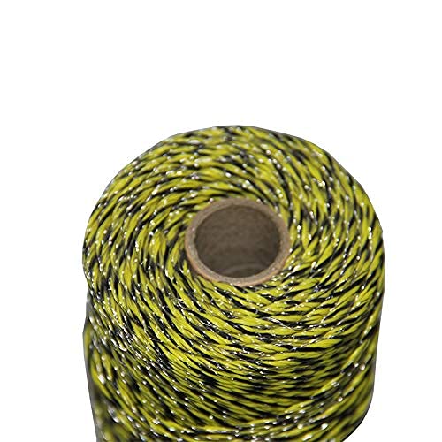 Farmerry 656 Feet 200 Meter Yellow/Black Electric Fence Polywire with 6 Stainless Steel Conductors - Easy to Install Electric Fencing for Livestock, Horses, and Farm Animals (1 Roll) - Ideal for Pasture, Farm, and Ranch Security