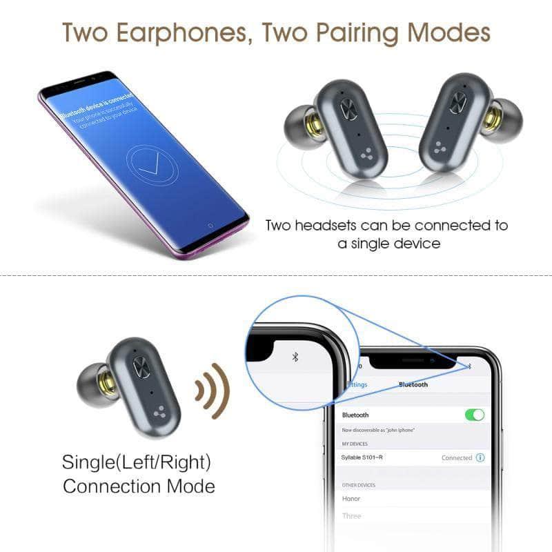 SYLLABLE S101 Wireless Bluetooth 5.0 Headphones with Deep Bass & Noise Cancellation - Perfect for Workouts, Commuting, and Office Use