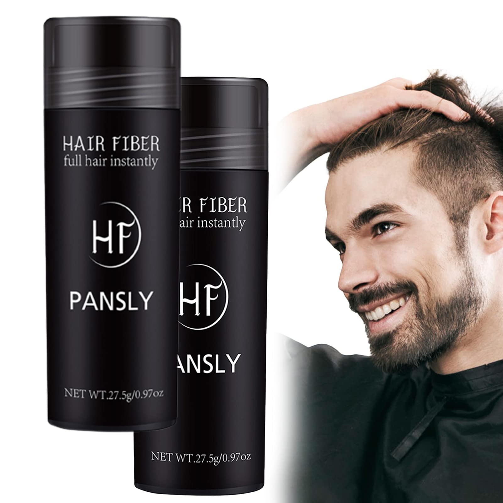 Hair Building Fibers for Men & Women - 2 Pack Black Hair Fibers Powder, Natural-Looking Hair Loss Concealer for Thinning Hair & Bald Spots - Instant Volume Boost for Everyday Styling & Confidence