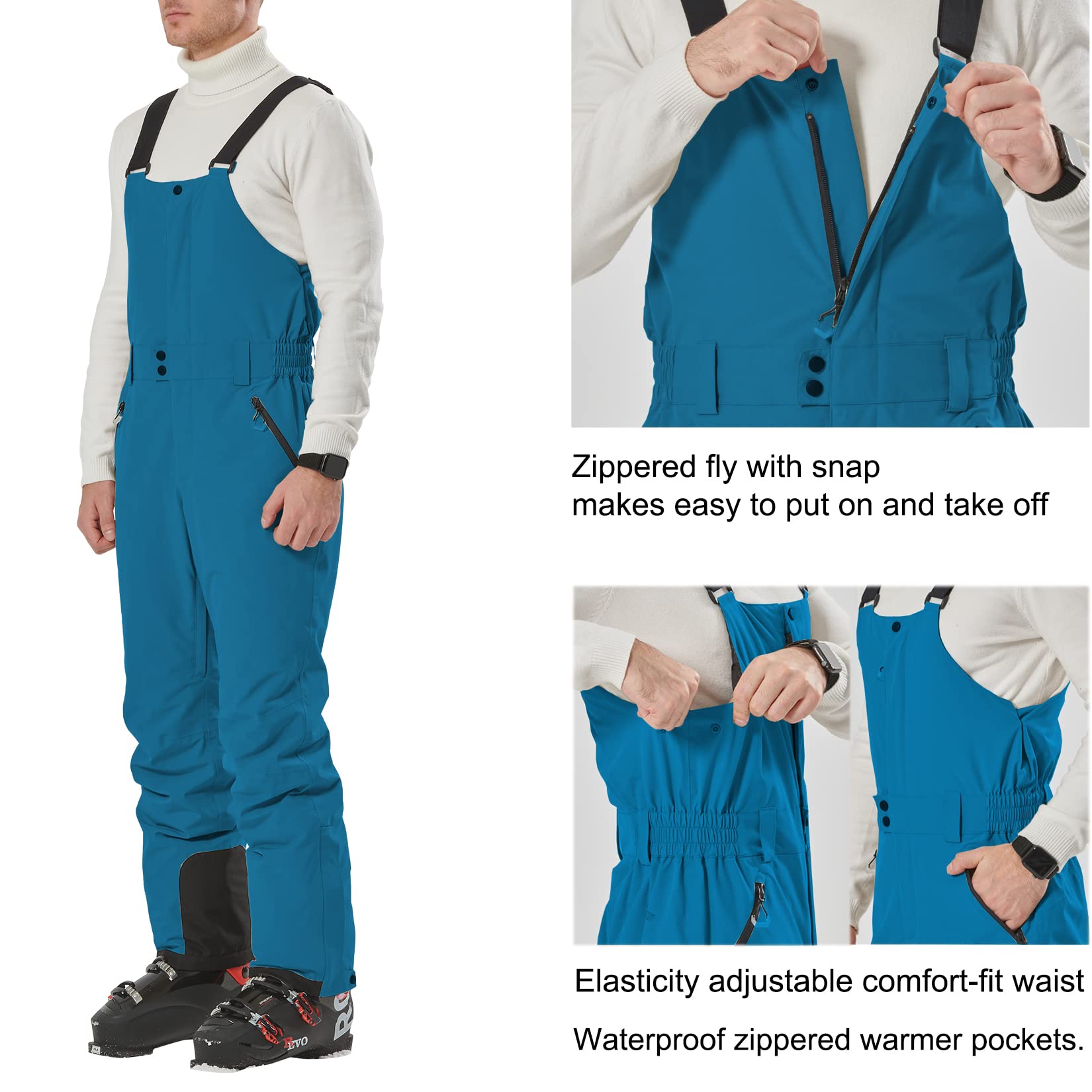 **Men's 15K Waterproof Ski Pants - Stretch Snowboarding Bibs, Breathable & Durable for Winter Sports | Perfect for Skiing, Snowboarding & Outdoor Adventures**