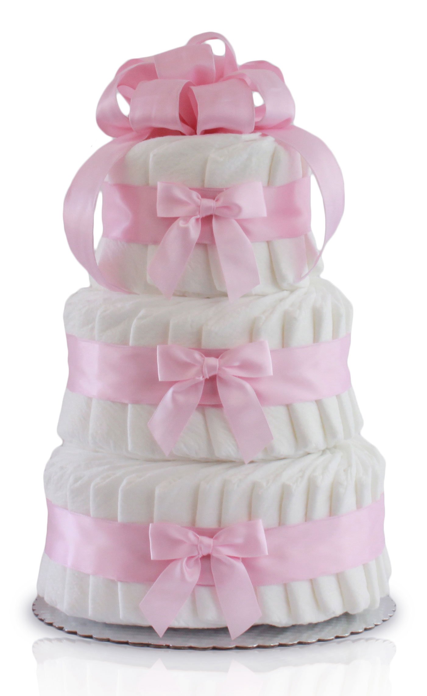 3-Tier Pink Classic Pastel Baby Shower Diaper Cake - Perfect for Gender Reveal Parties, Newborn Gifts & Nursery Decor