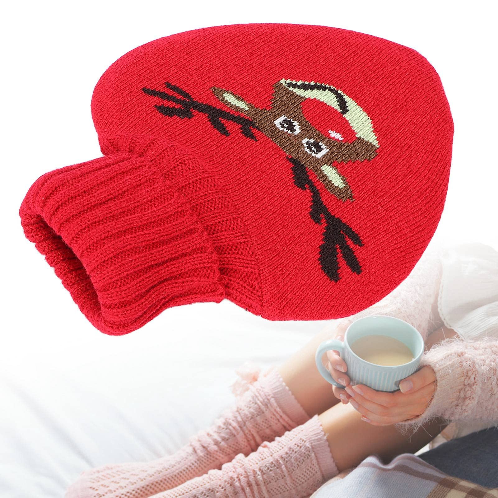 800ml Rubber Hot Water Bottle with Soft Knitted Cover - Winter Warmth Solution for Cold Nights, Period Pain Relief & Cozy Comfort at Home