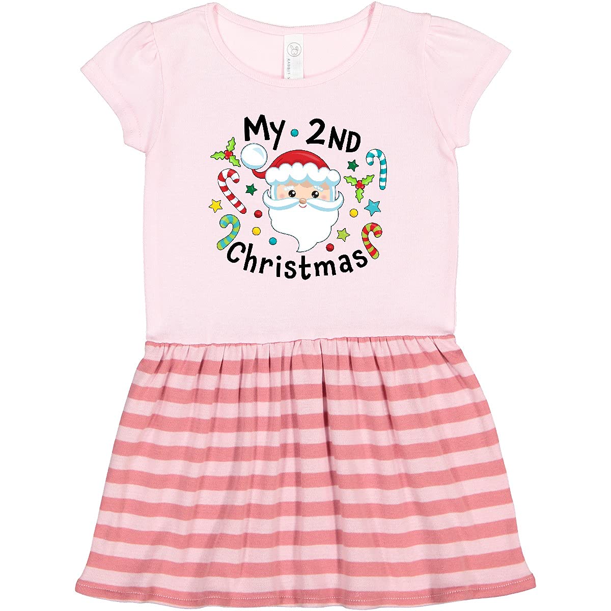 Inktastic My Second Christmas Santa with Candy Canes Toddler Dress - Cute Holiday Outfit for Baby Girls & Boys - Perfect for Christmas Photos, Parties & Family Gatherings