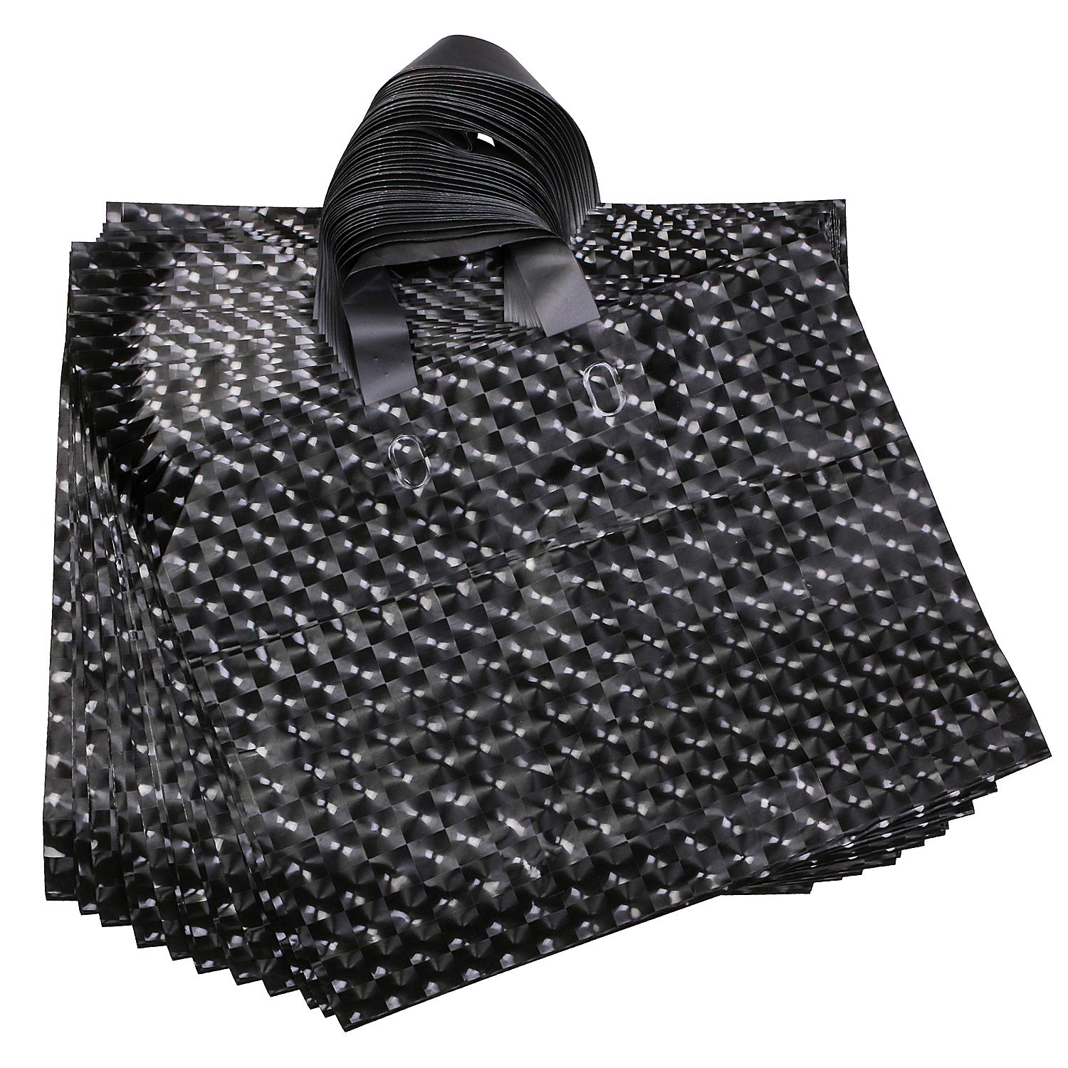 Gesodant 50-Pack Black Merchandise Bags with Handles - 15.7