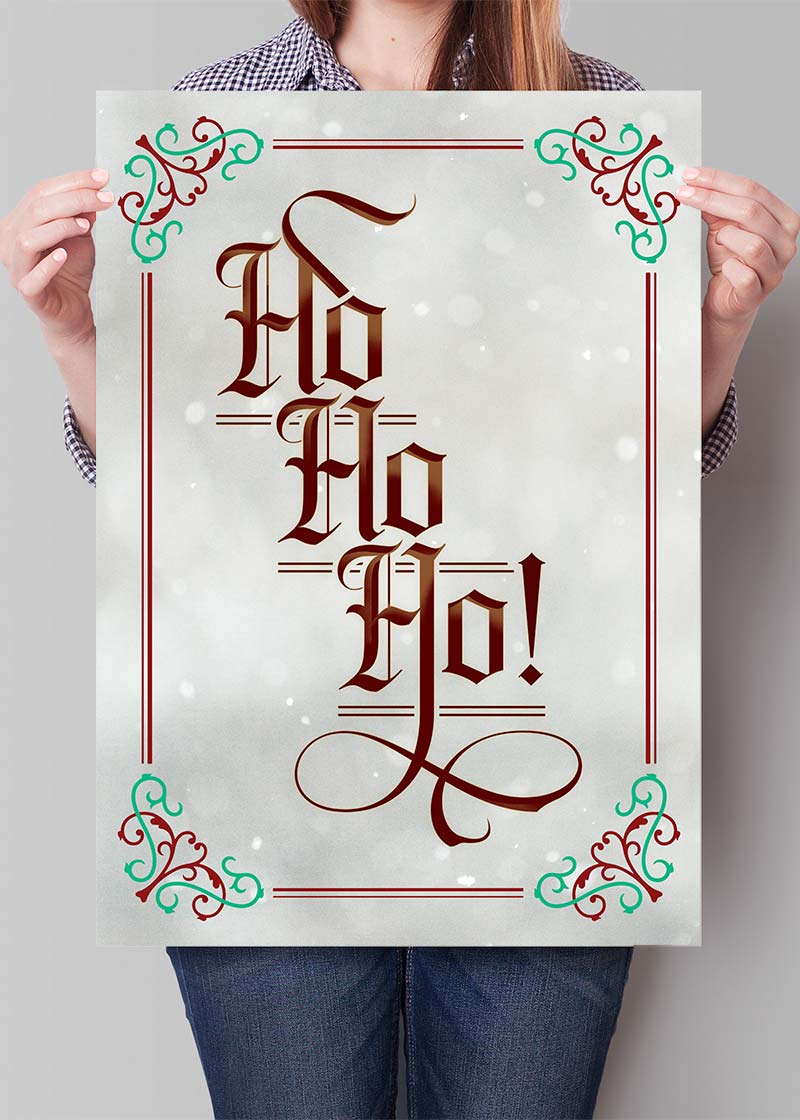 Gothic Text Christmas Print White T-Shirt - Ho Ho Ho Holiday Design for Men & Women - Perfect for Xmas Parties & Festive Gatherings