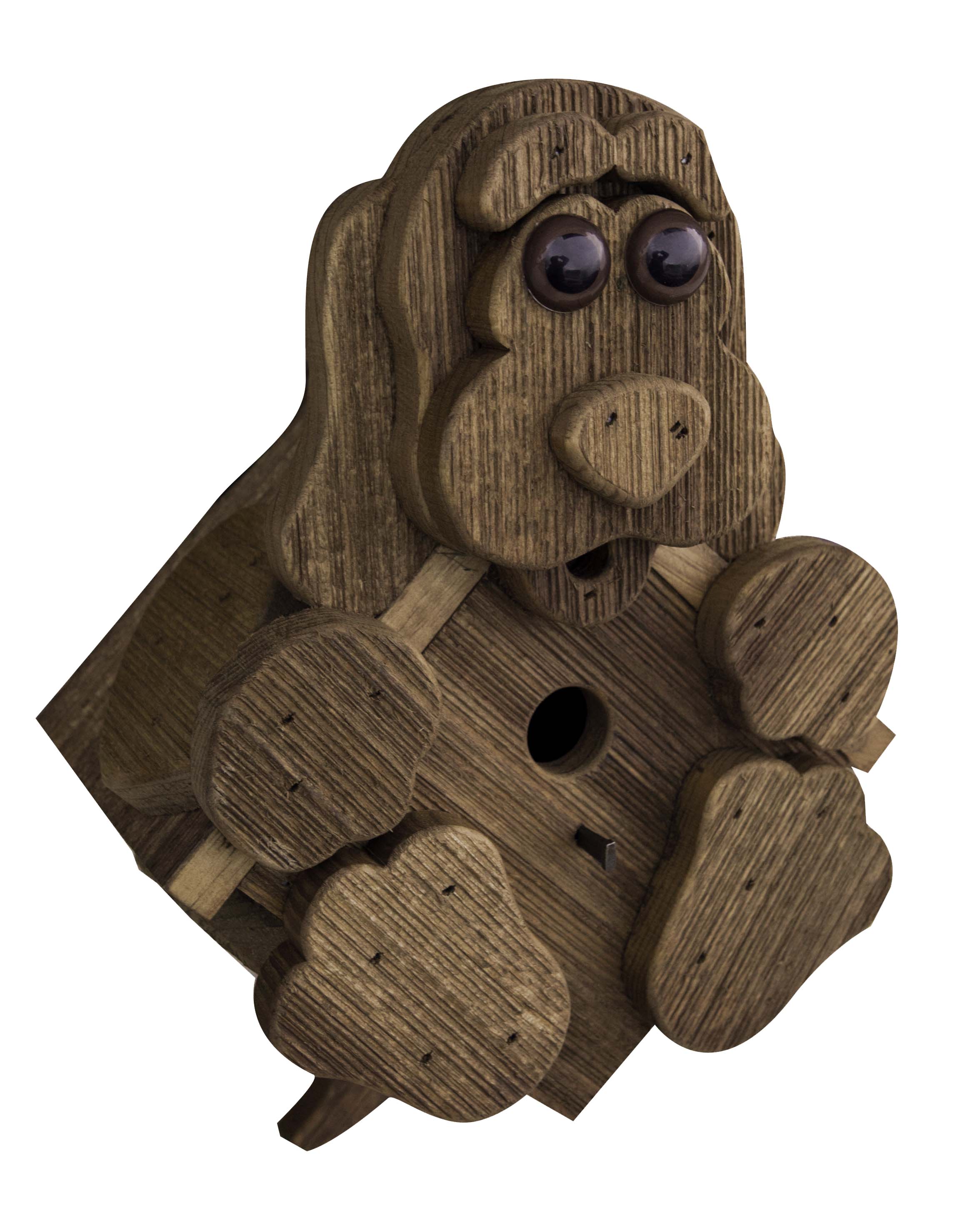 Handmade Rustic Amish Dog Birdhouse - Mushroom Wood Puppy Bird House for Garden & Outdoor Decor - Perfect for Backyard, Patio, and Pet Lovers